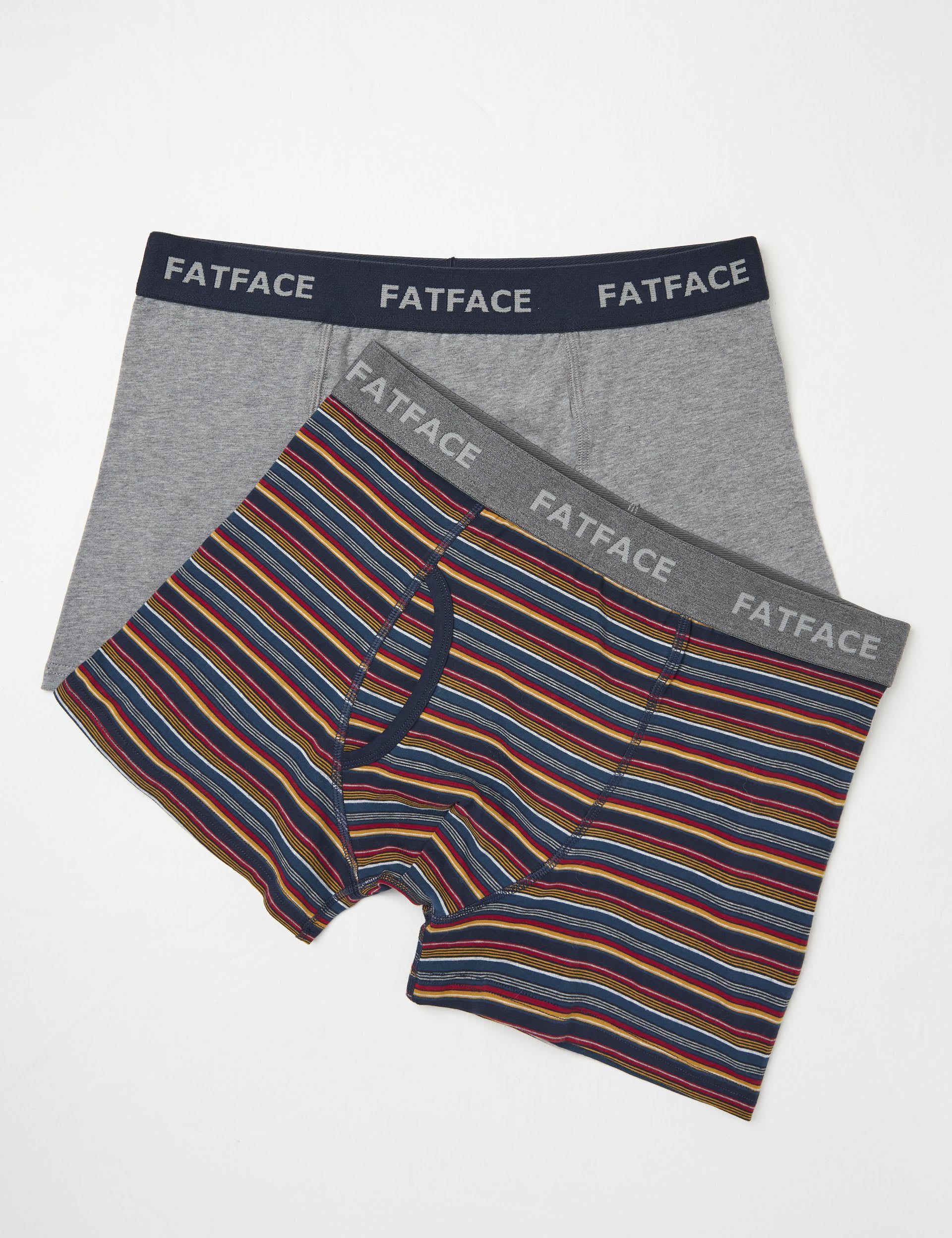 Fatface Men's 2 Pack Cotton Rich Striped Boxers - Multi, Multi