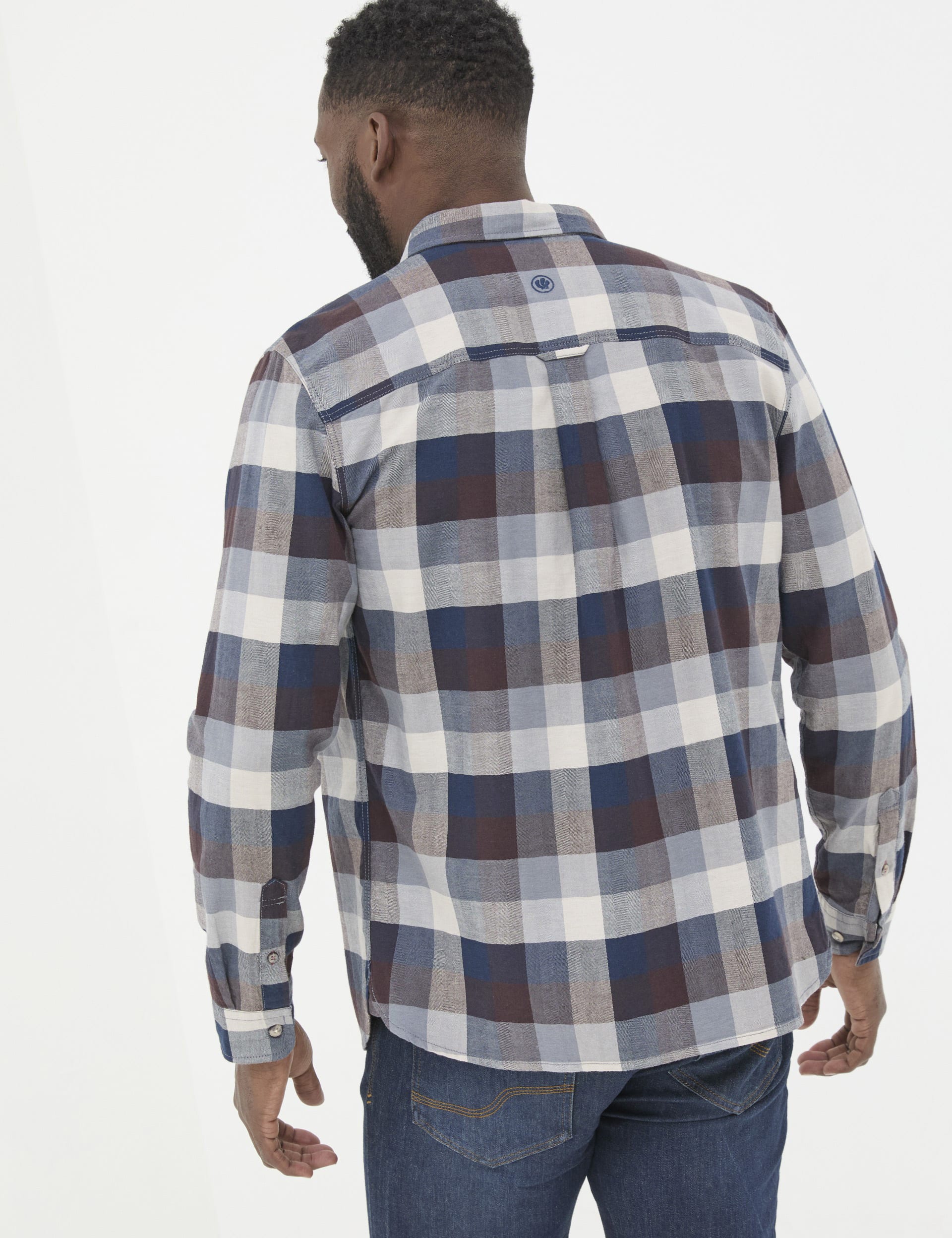 Fatface Men's Pure Cotton Check Shirt - XXLREG - Blue Mix, Blue Mix