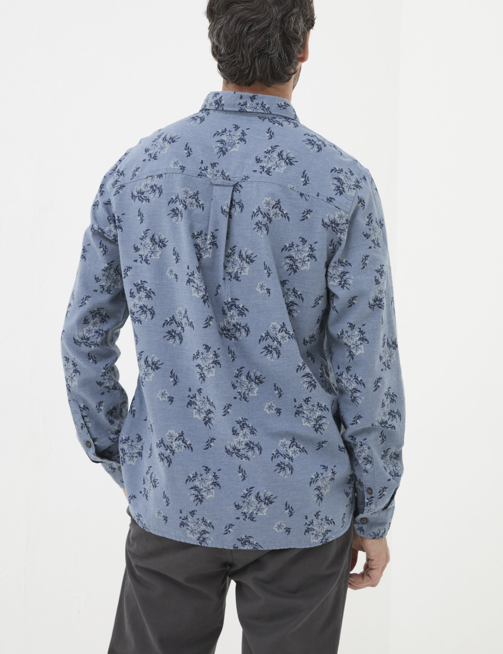 Fatface Men's Pure Cotton Floral Shirt - XLREG - Blue Mix, Blue Mix