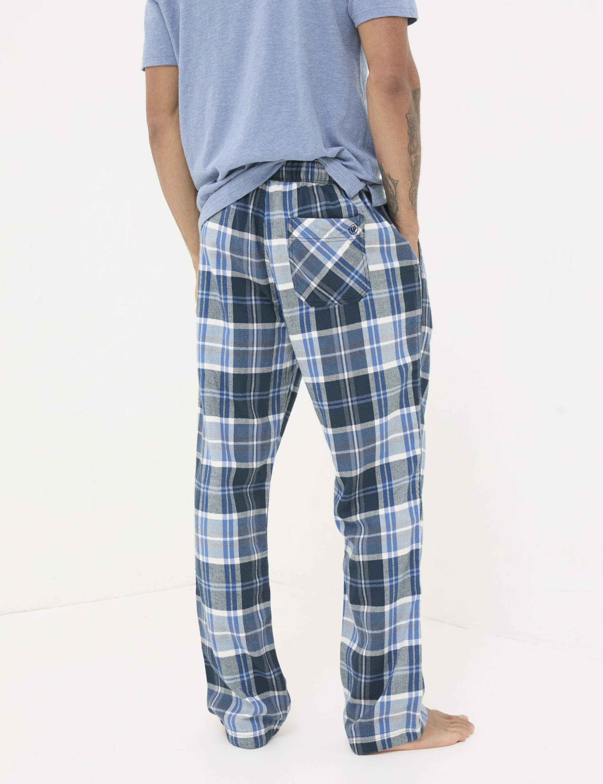 Fatface Men's Pure Cotton Check Pyjama Bottoms - XXLREG - Blue Mix, Blue Mix