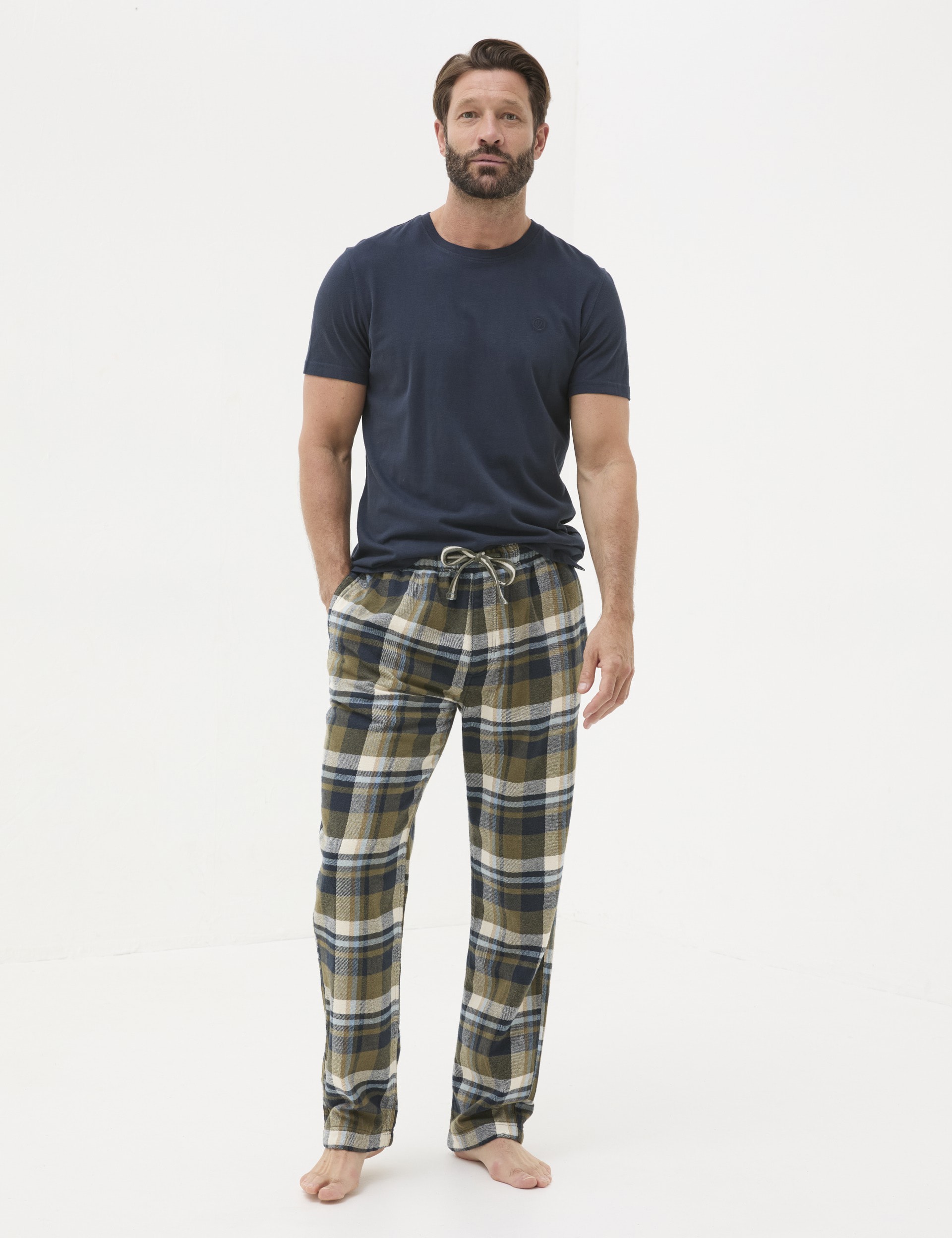 Fatface Men's Pure Cotton Checked Pyjama Bottoms - XXLREG - Green Mix, Green Mix