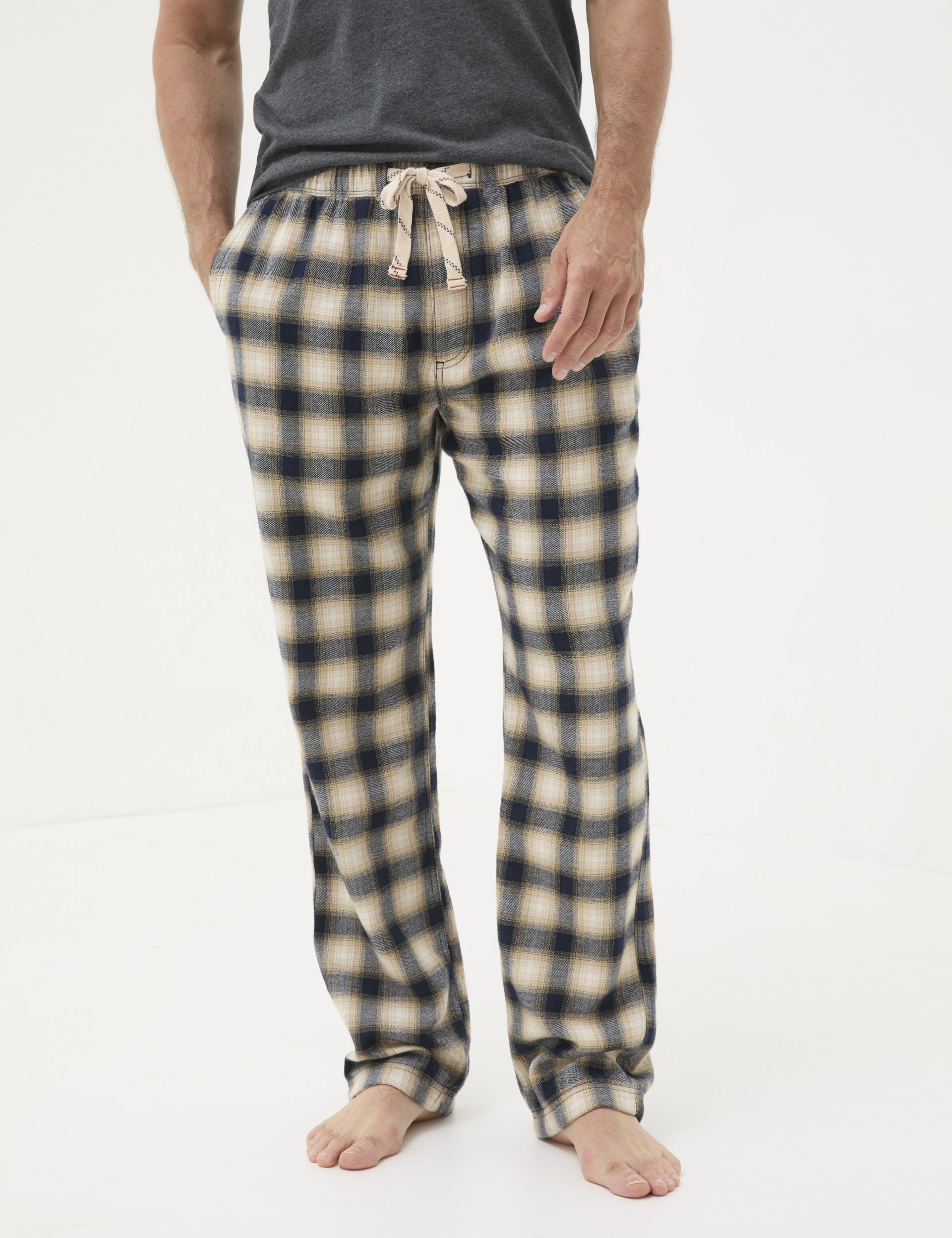 Fatface Men's Pure Cotton Checked Pyjama Bottoms - XXLREG - Natural Mix, Natural Mix