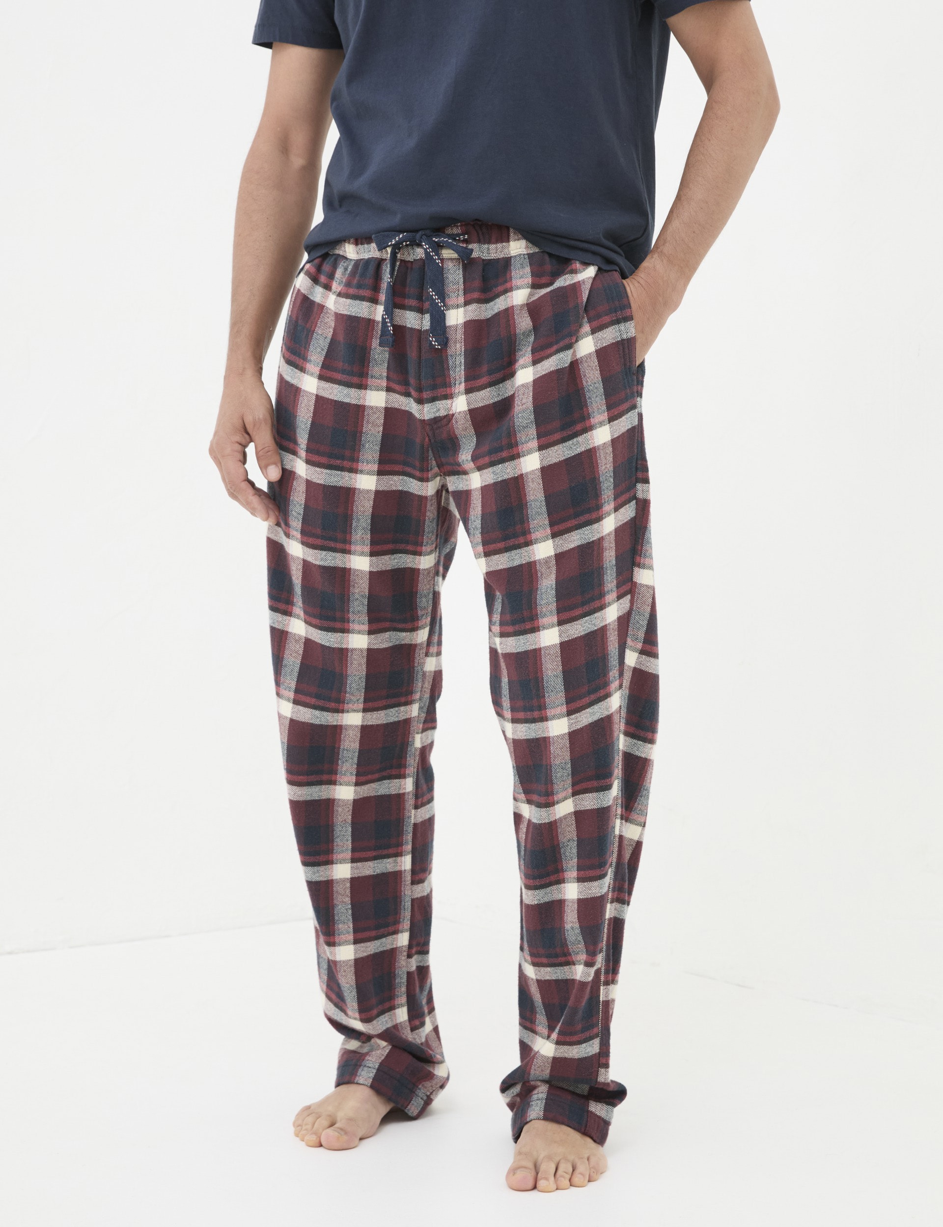 Fatface Men's Pure Cotton Checked Pyjama Bottoms - XXLREG - Red Mix, Red Mix