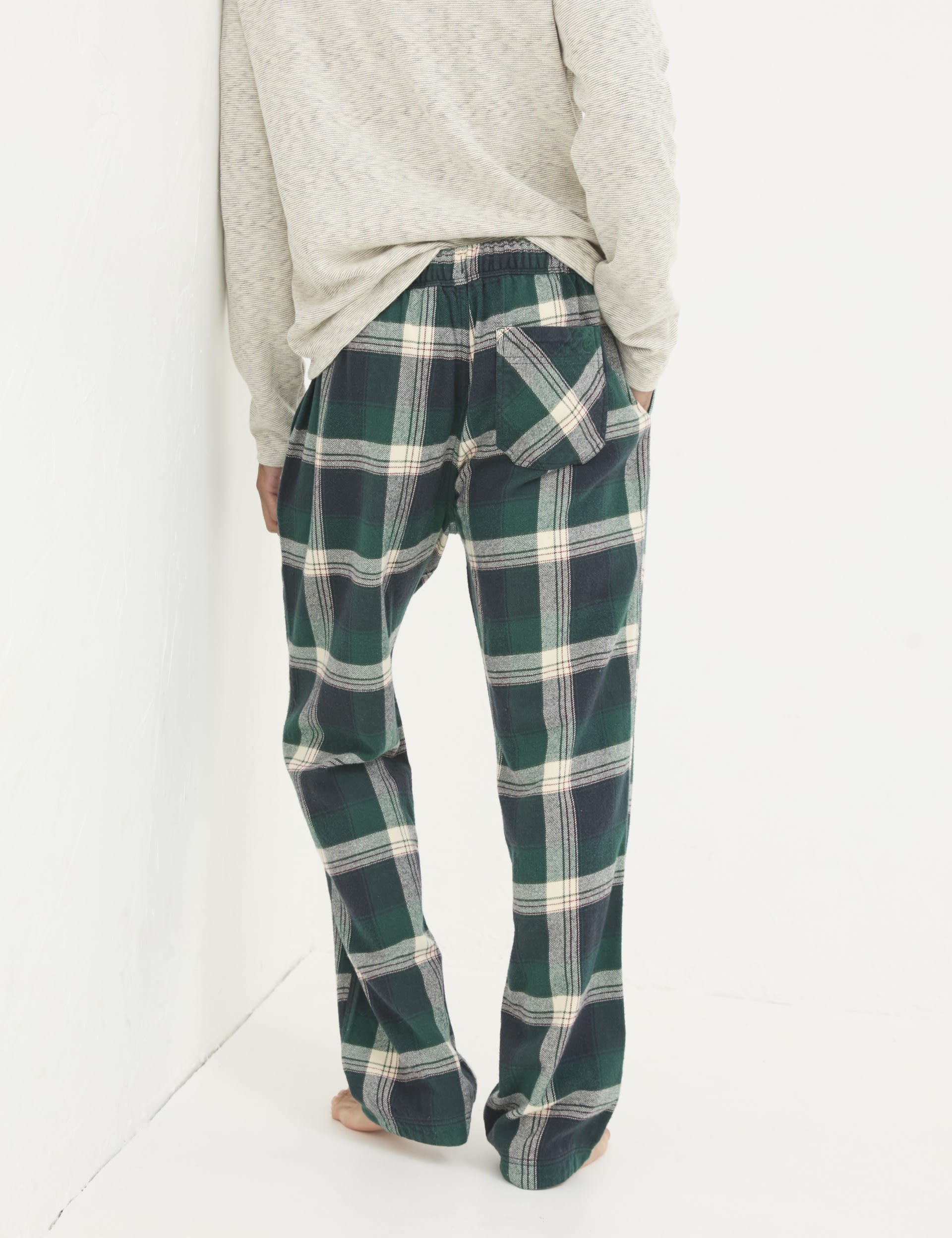 Fatface Men's Pure Cotton Checked Pyjama Bottoms - XXLREG - Green Mix, Green Mix