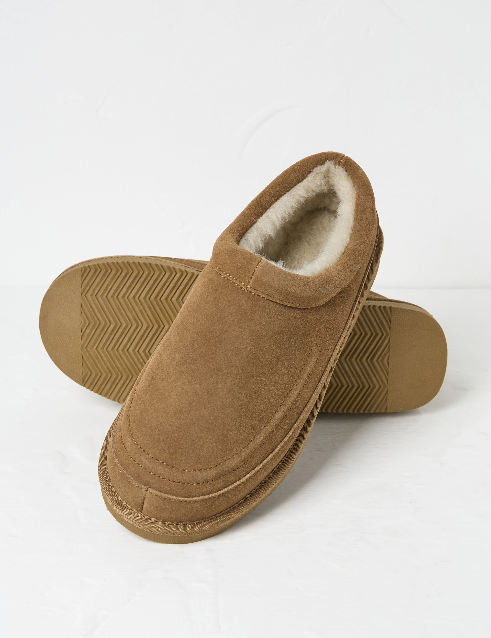 Fatface Men's Suede Mule Slippers - 9 - Tan, Tan