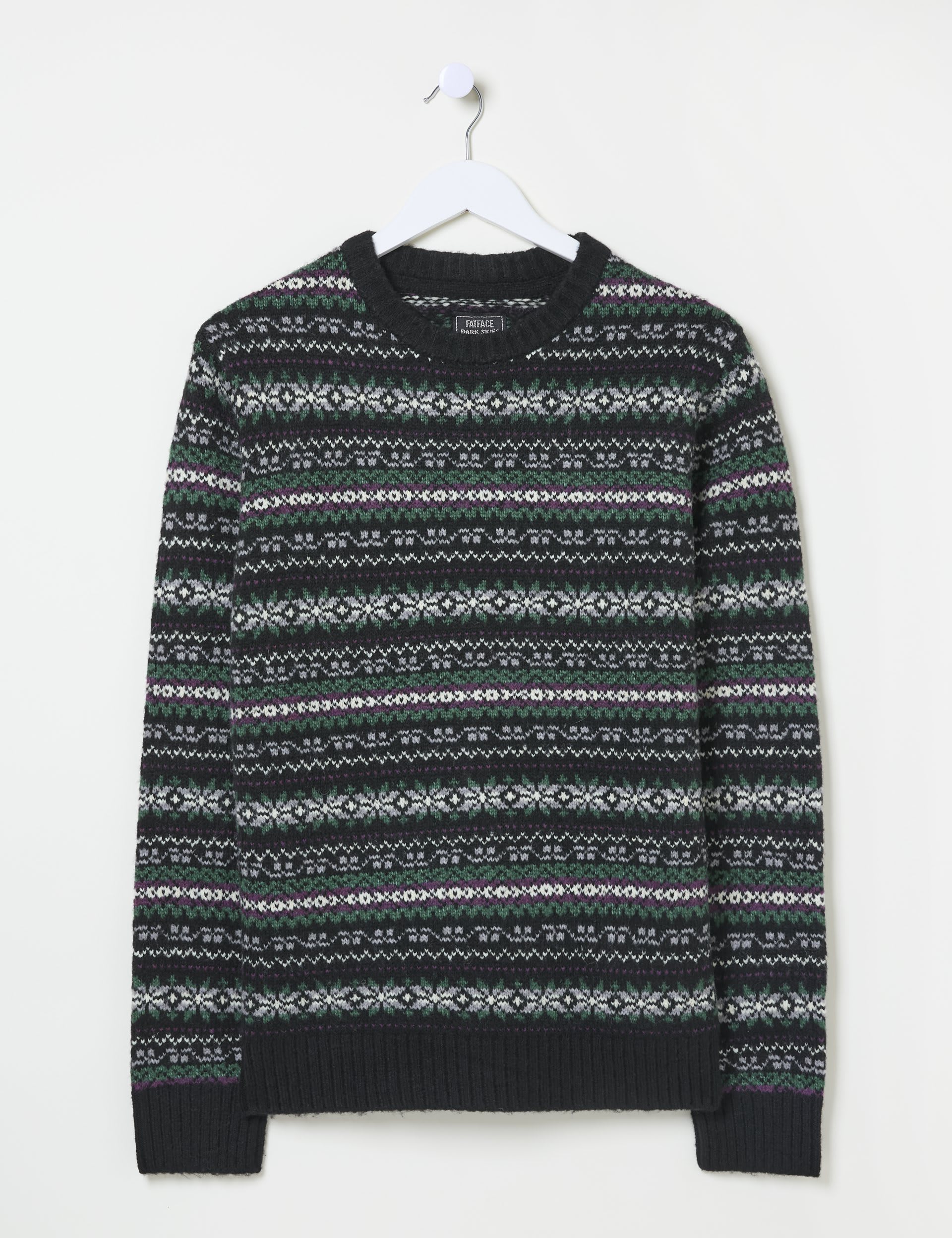 Fatface Men's Wool Blend Fair Isle Crew Neck Jumper - LTAL - Multi, Multi