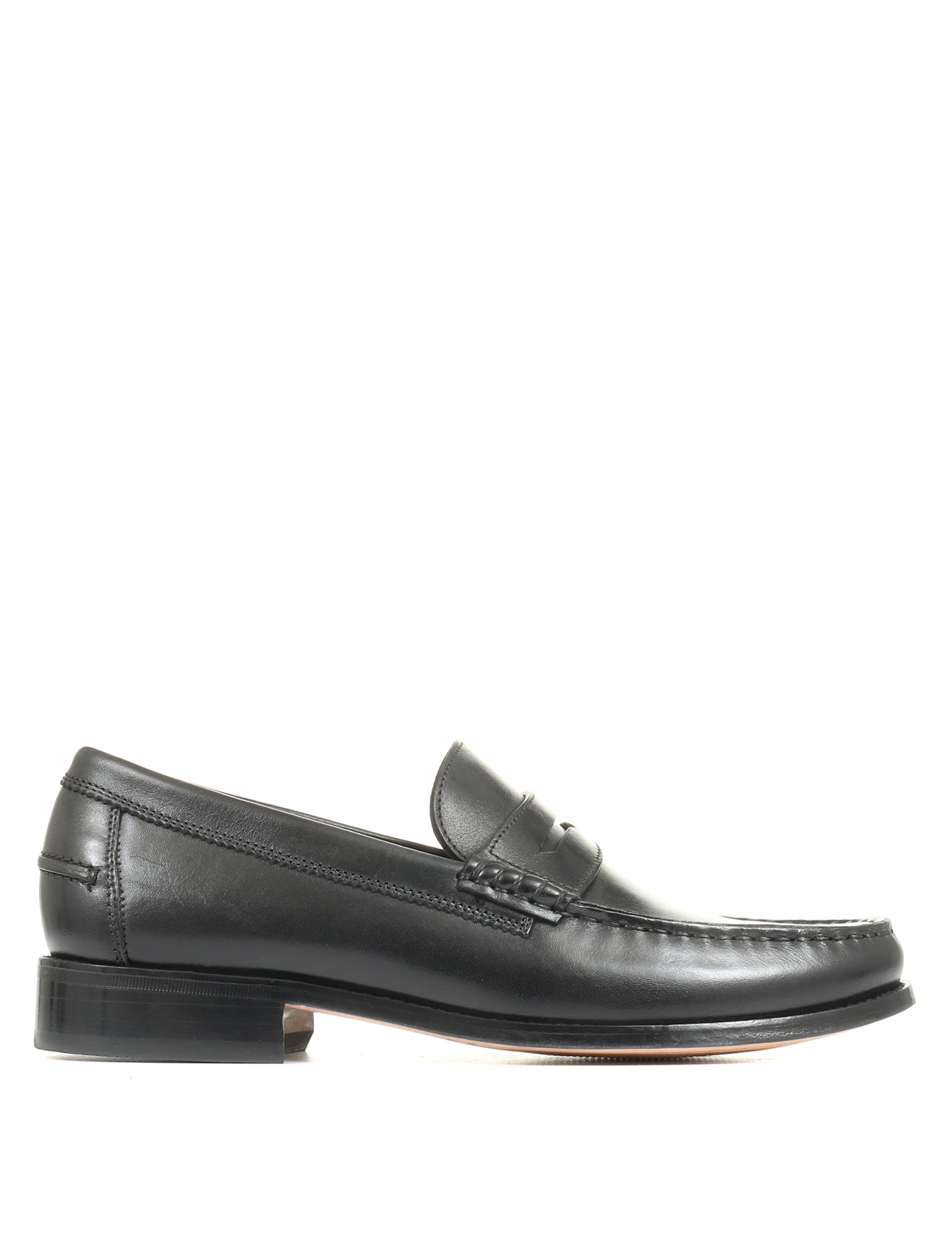 Jones Bootmaker Men's Leather Slip-On Loafers - 7 - Black, Black