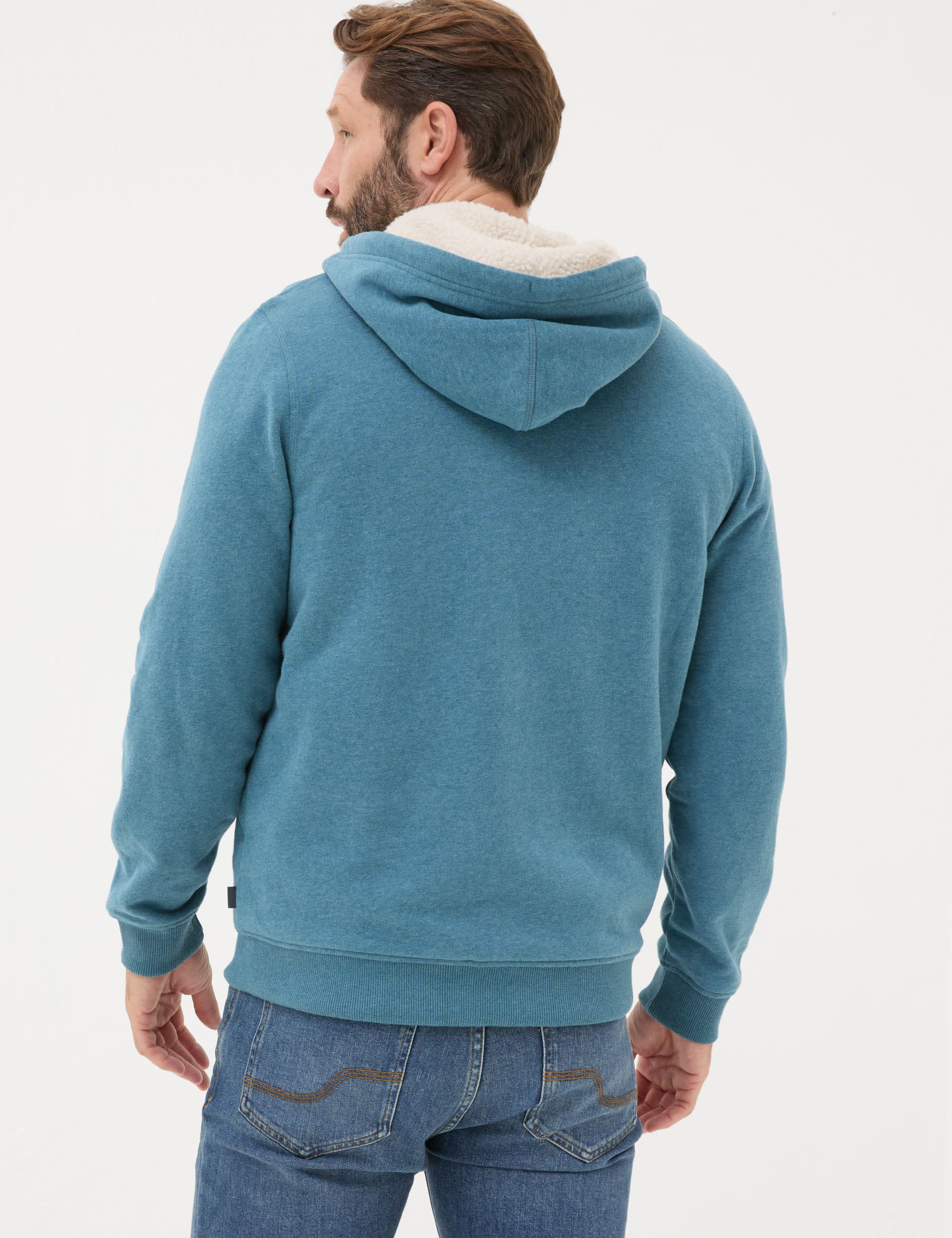 Fatface Men's Pure Cotton Zip Up Hoodie - XXLREG - Teal, Teal,Grey