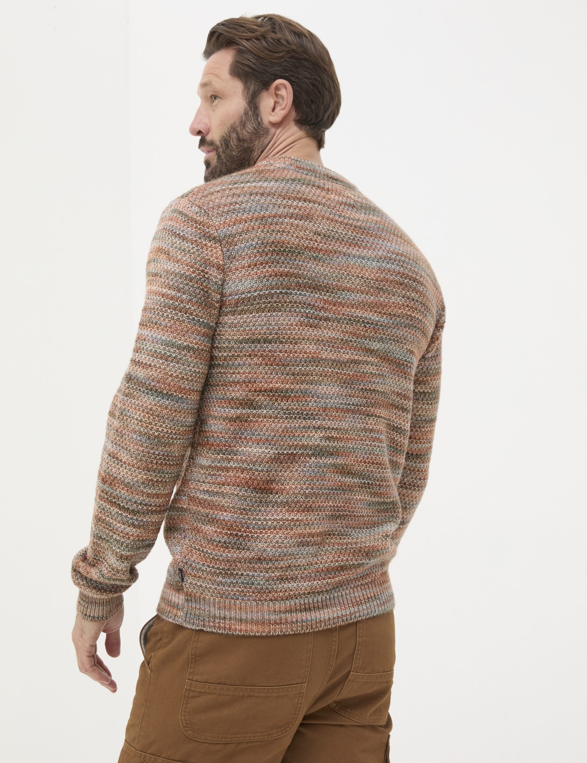 Fatface Men's Pure Cotton Ombre Crew Neck Jumper - LTAL - Multi, Multi