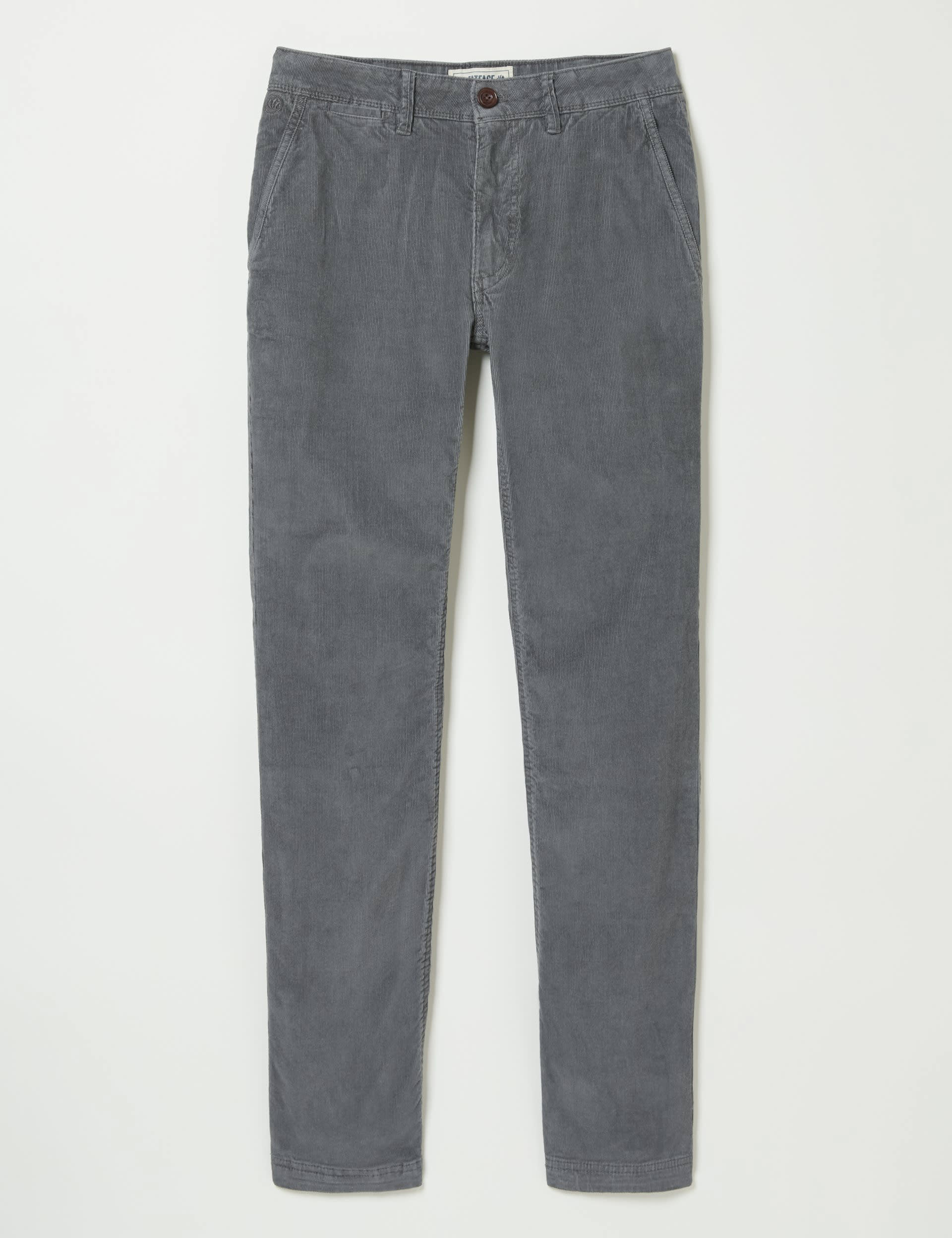 Fatface Men's Straight Fit Corduroy Trousers - 30LNG - Grey, Grey,Navy