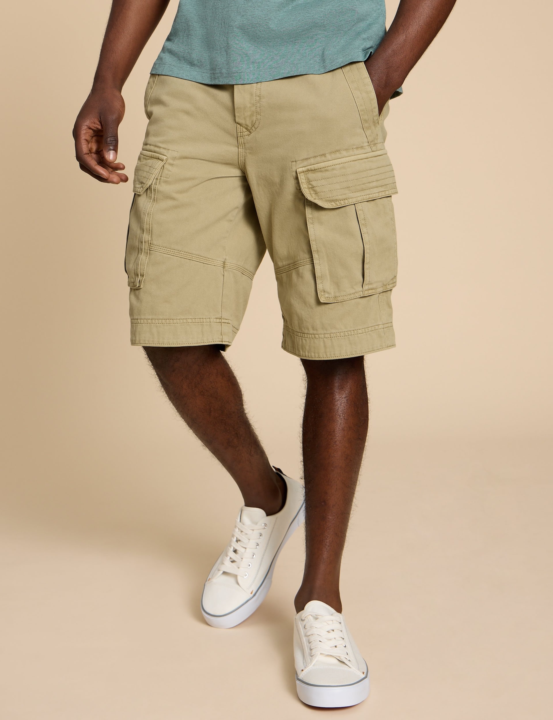 White Stuff Men's Pure Cotton Cargo Shorts - 30REG - Natural, Natural