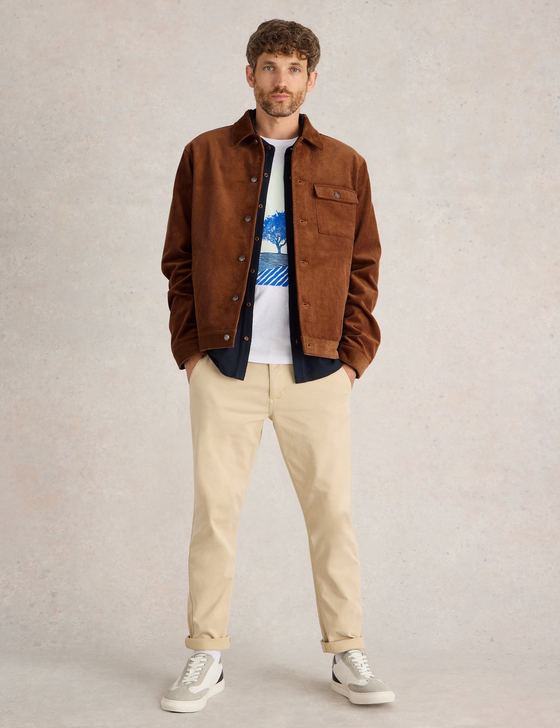 White Stuff Men's Corduroy Utility Jacket - S - Tan, Tan