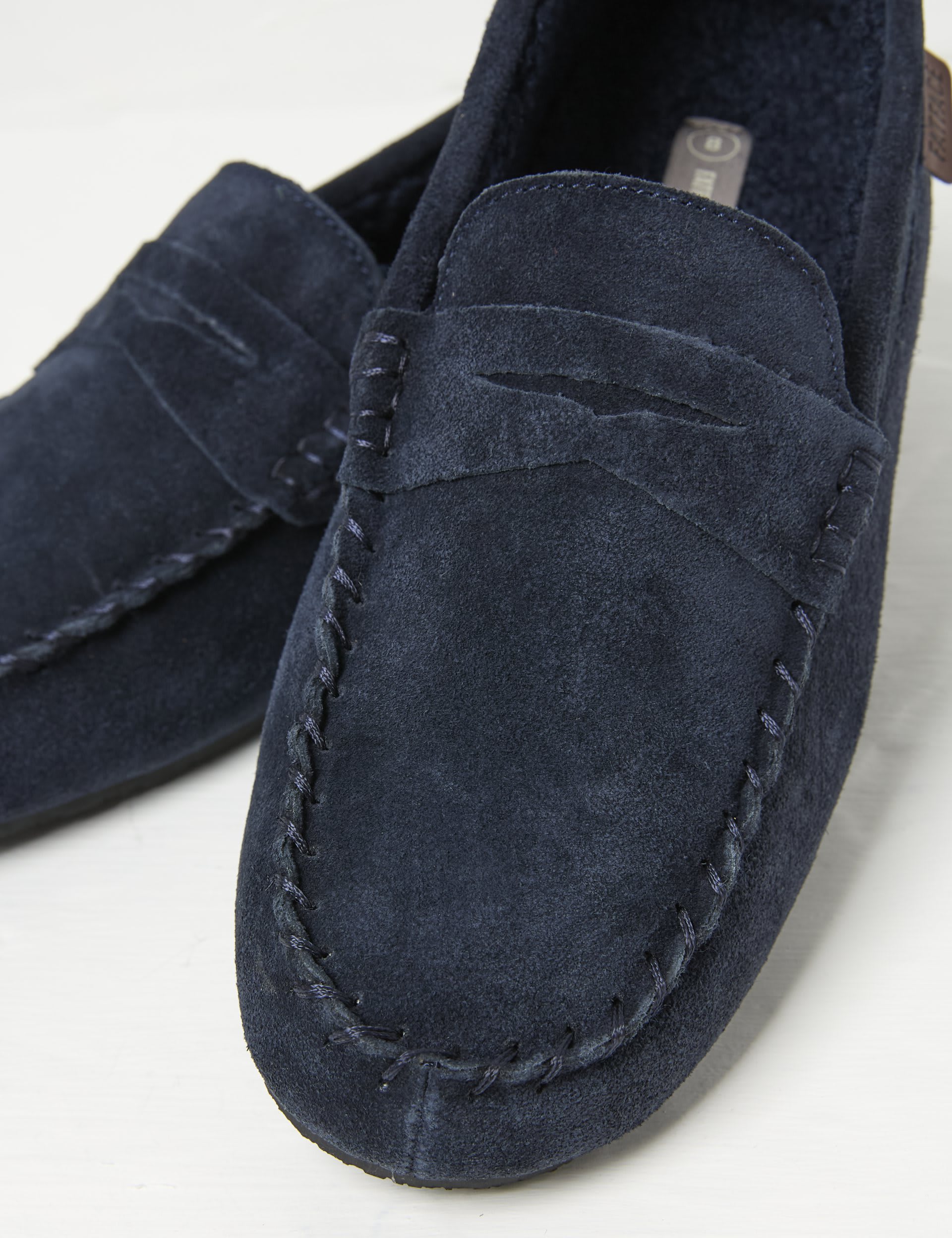 Fatface Men's Suede Moccasin Slippers - 6.5 - Navy, Dark Green,Navy