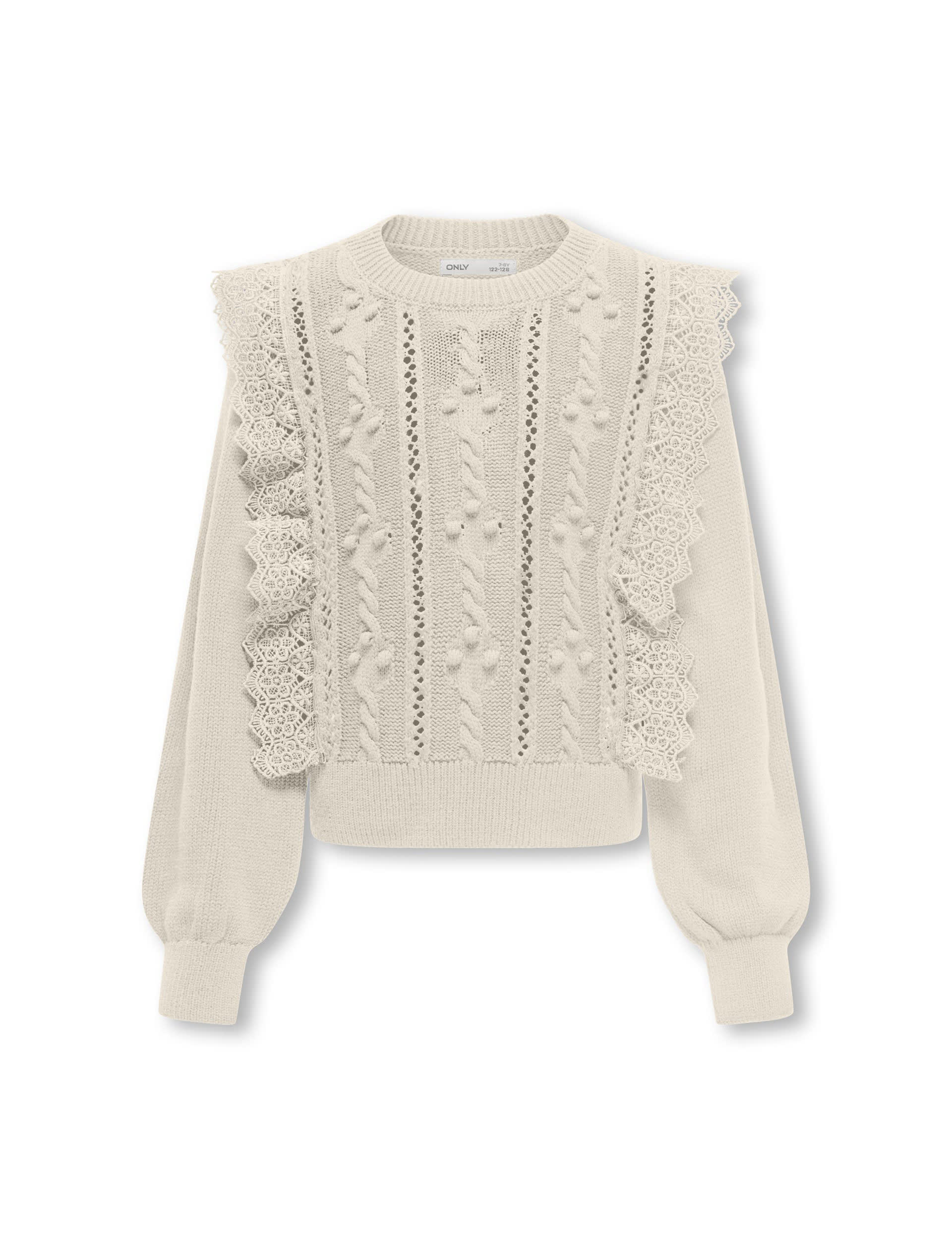 Kids Only Girls Lace Knitted Jumper (7-14 Yrs) - 11-12 - Cream, Black,Cream