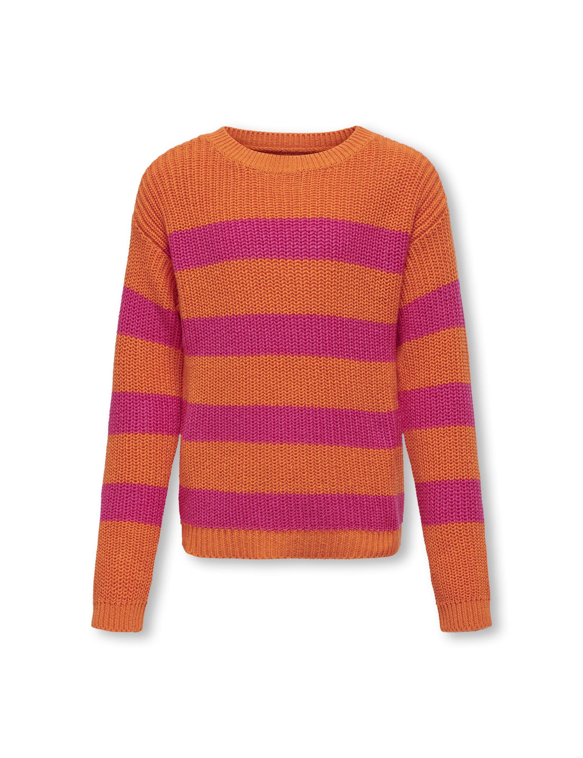 Kids Only Girls Cotton Blend Striped Knitted Jumper (7-14 Yrs) - 13-14 - Pink Mix, Blue Mix,Pink Mix