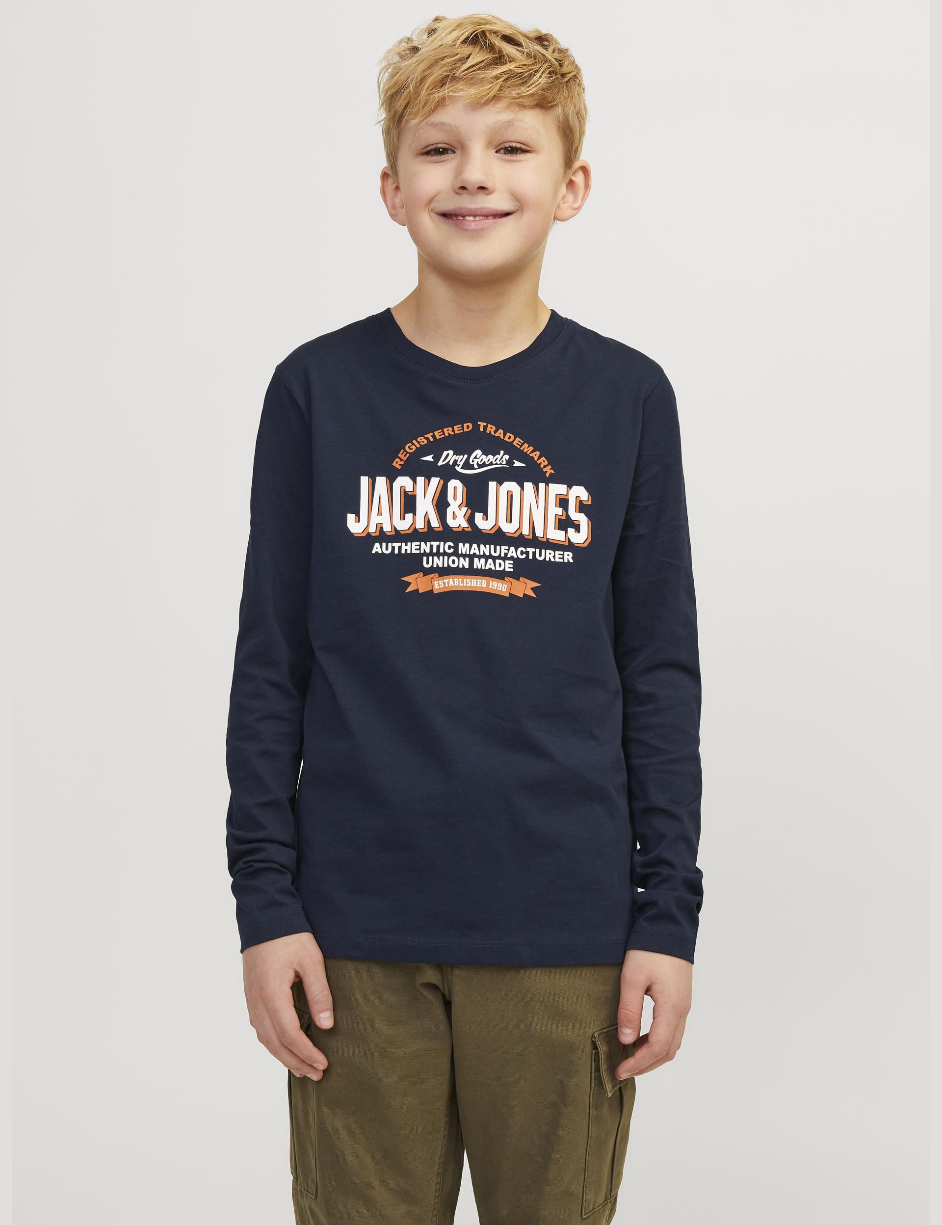 Jack & Jones Junior Boys Pure Cotton Graphic T-Shirt (8-16 Yrs) - 16y - Navy Mix, Navy Mix