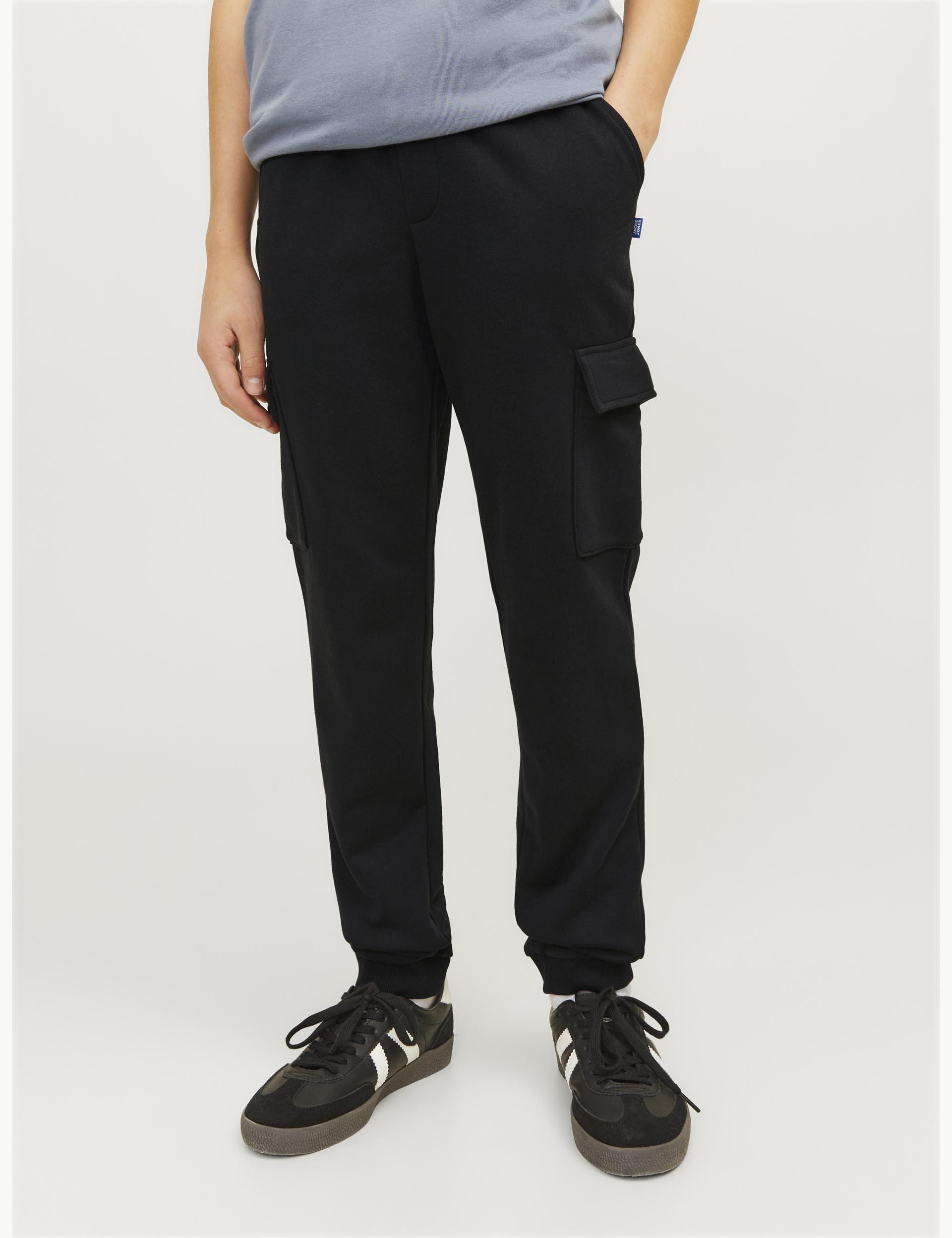 Jack & Jones Junior Boys Cotton Blend Cargo Trousers (8-16 Yrs) - 14y - Black, Black