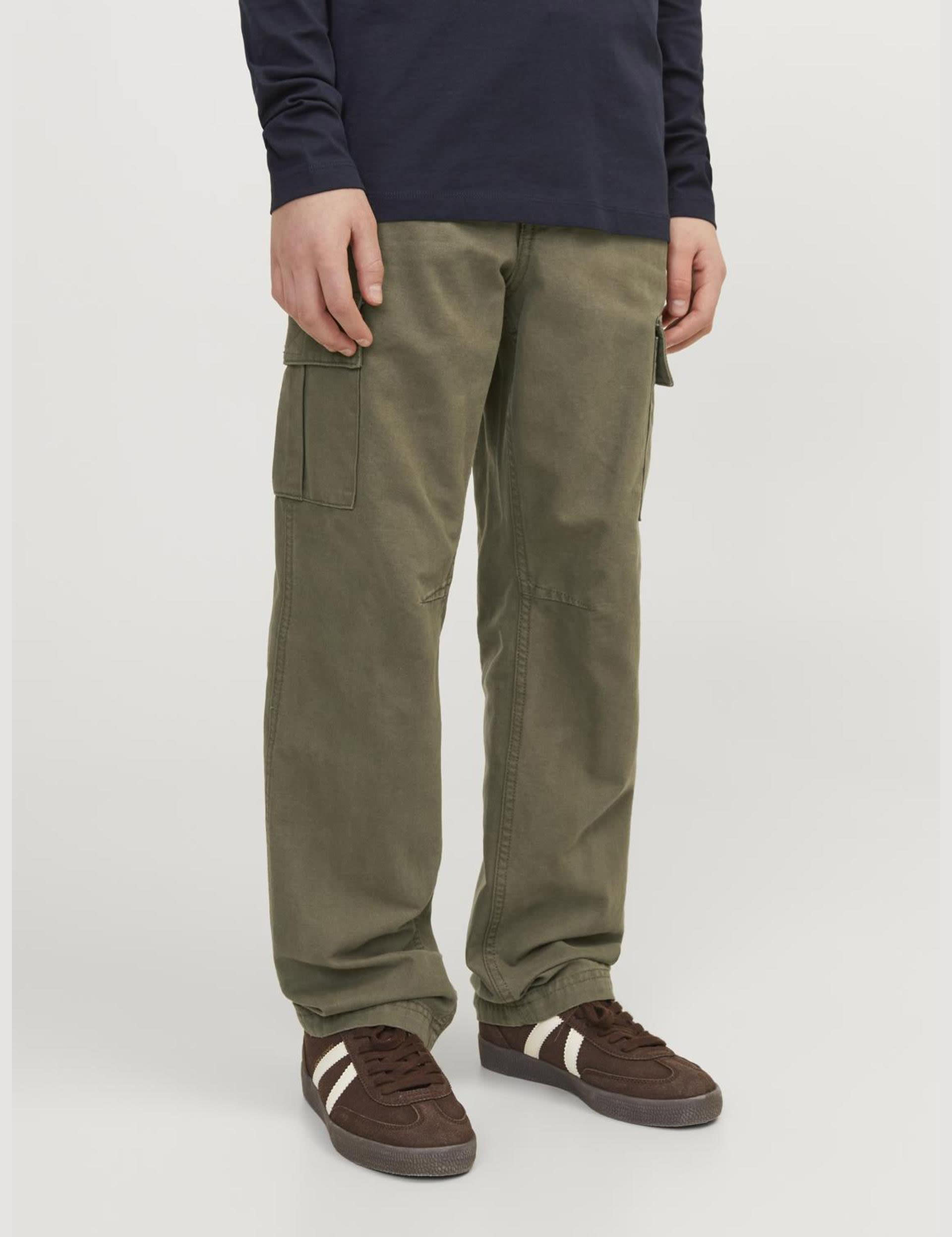 Jack & Jones Junior Boys Pure Cotton Cargo Trousers (8-16 Yrs) - 12y - Green, Green,Black