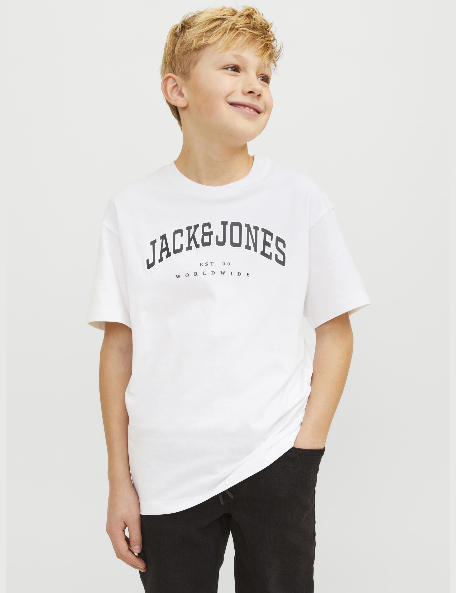 Jack & Jones Junior Boys Pure Cotton Graphic T-Shirt (8-16 Yrs) - 12y - White Mix, White Mix