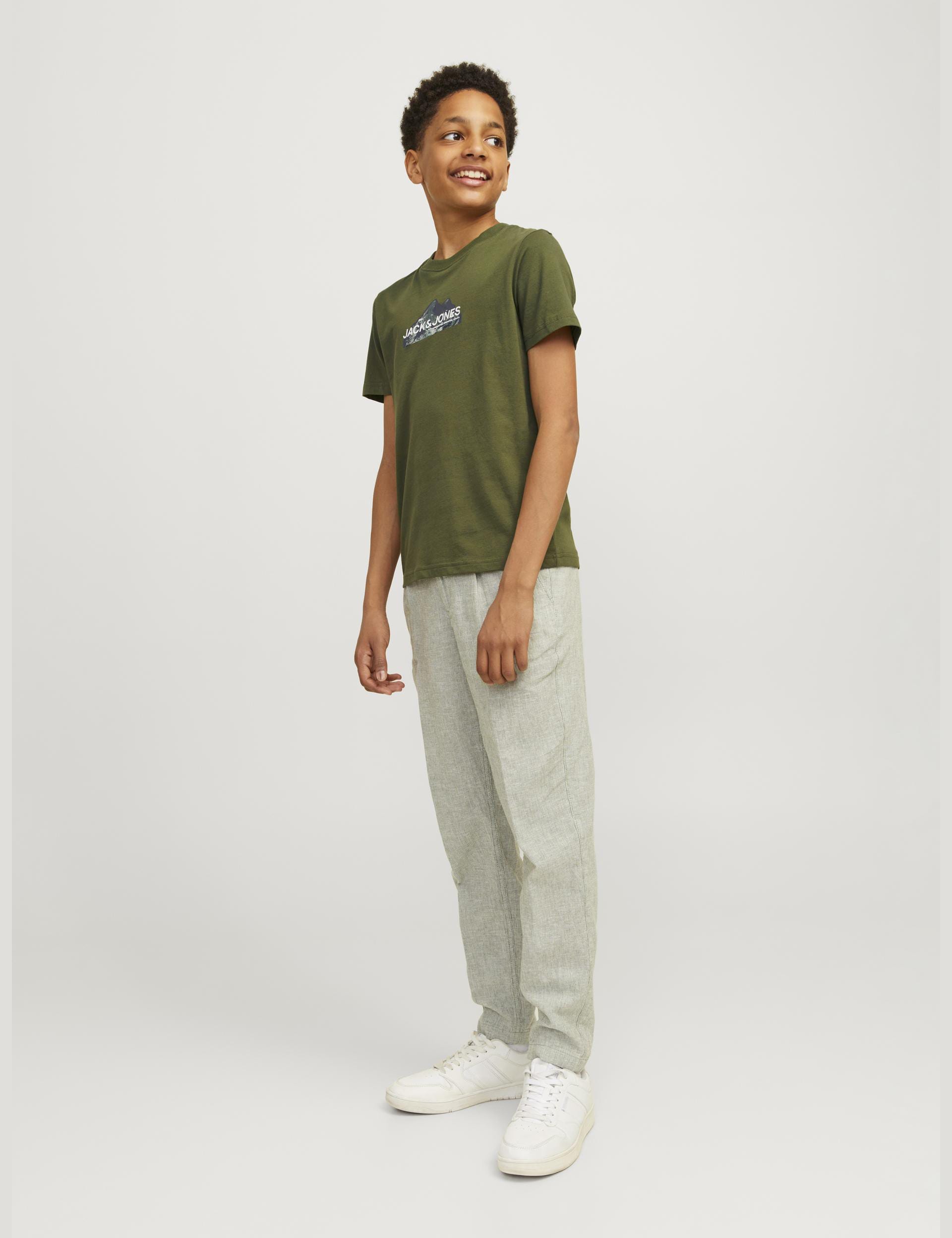 Jack & Jones Junior Boys Cotton Rich Mountain Logo T-Shirt (8-16 Yrs) - 8y - Green, Green