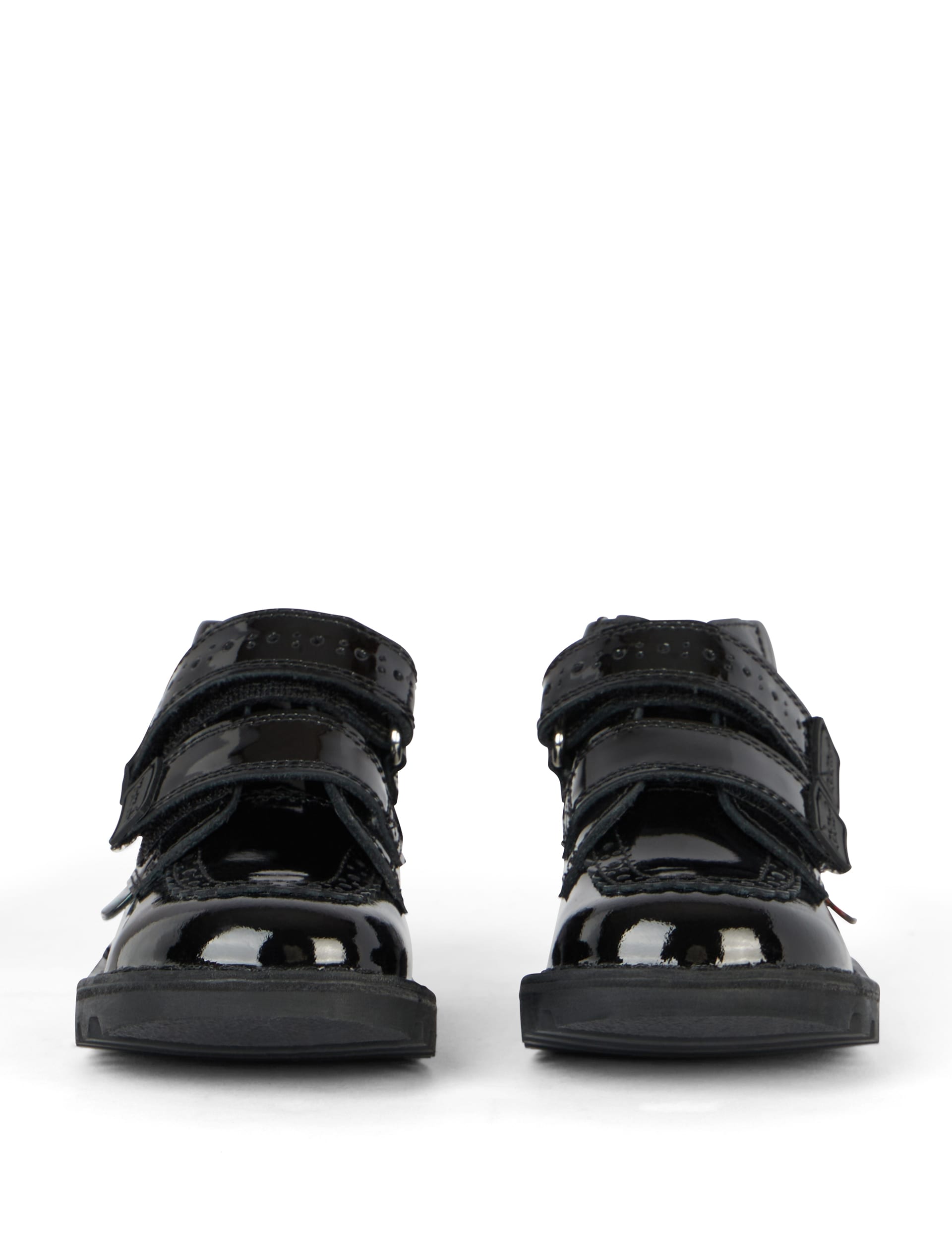 Kickers Kids Patent Riptape High Top Brogues (7 Small - 12 Small) - Black, Black