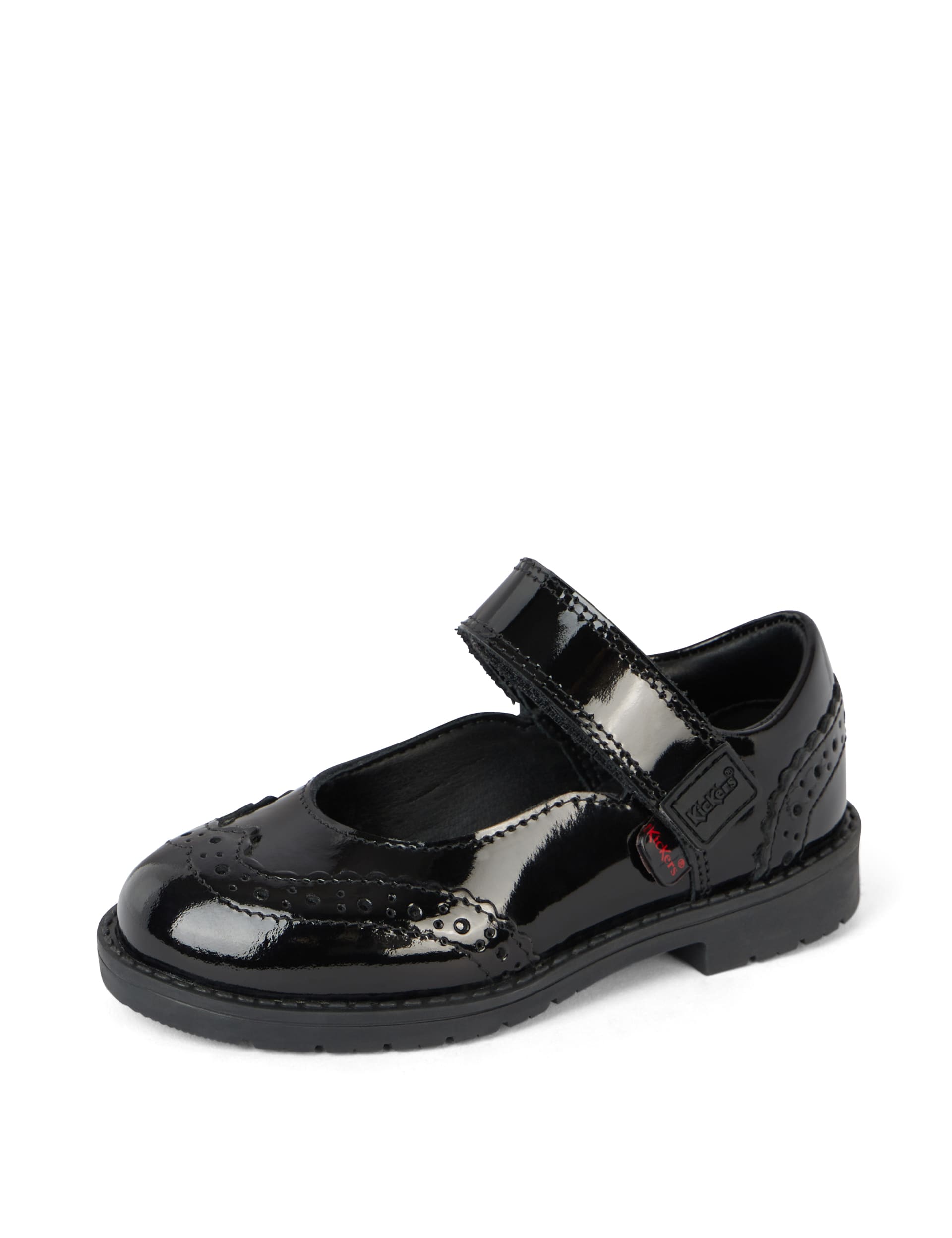 Kickers Kids Leather Riptape Brogues (7 Small - 12 Small) - 10 S - Black, Black