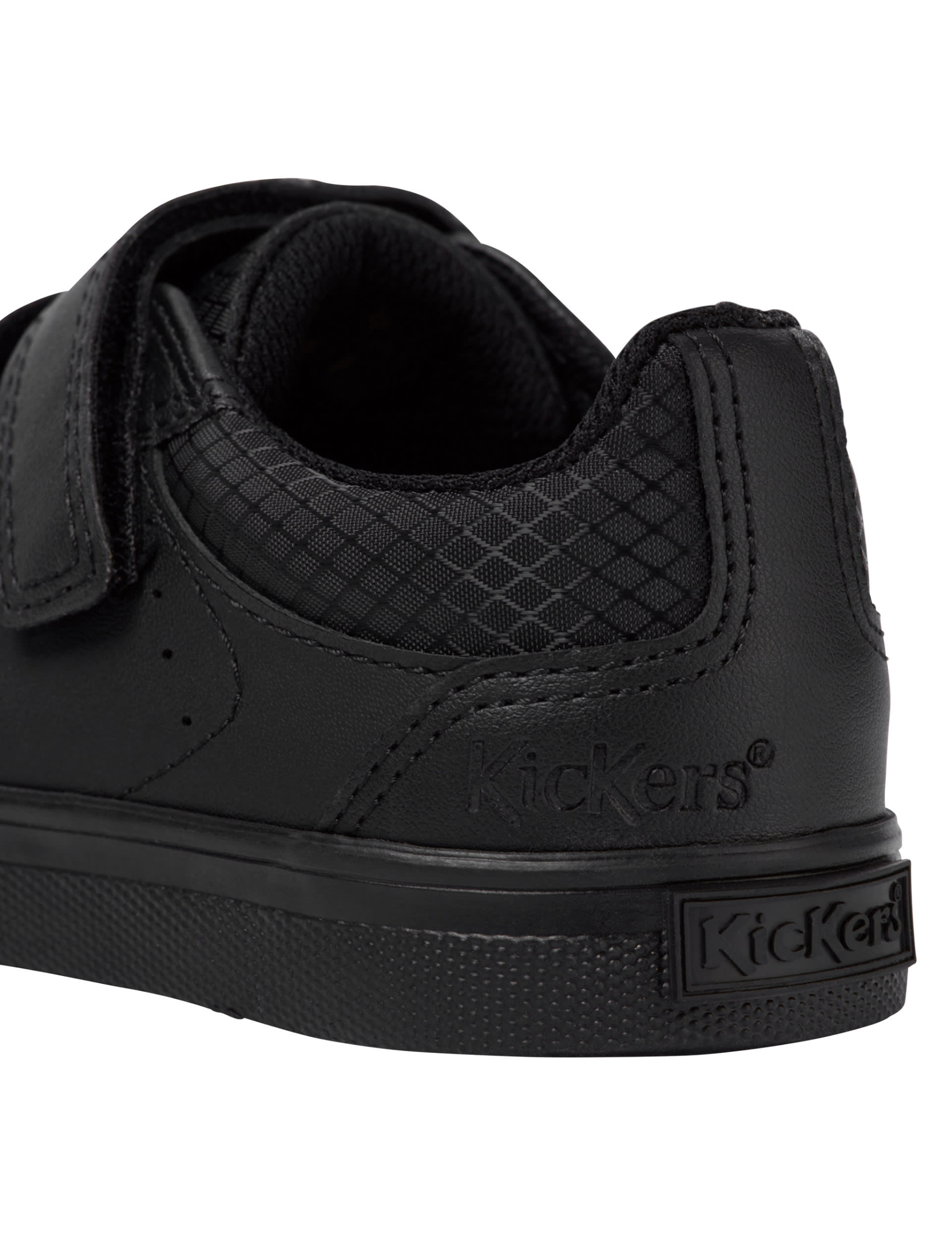 Kickers Kids Leather Riptape School Shoes - 8 S - Black, Black