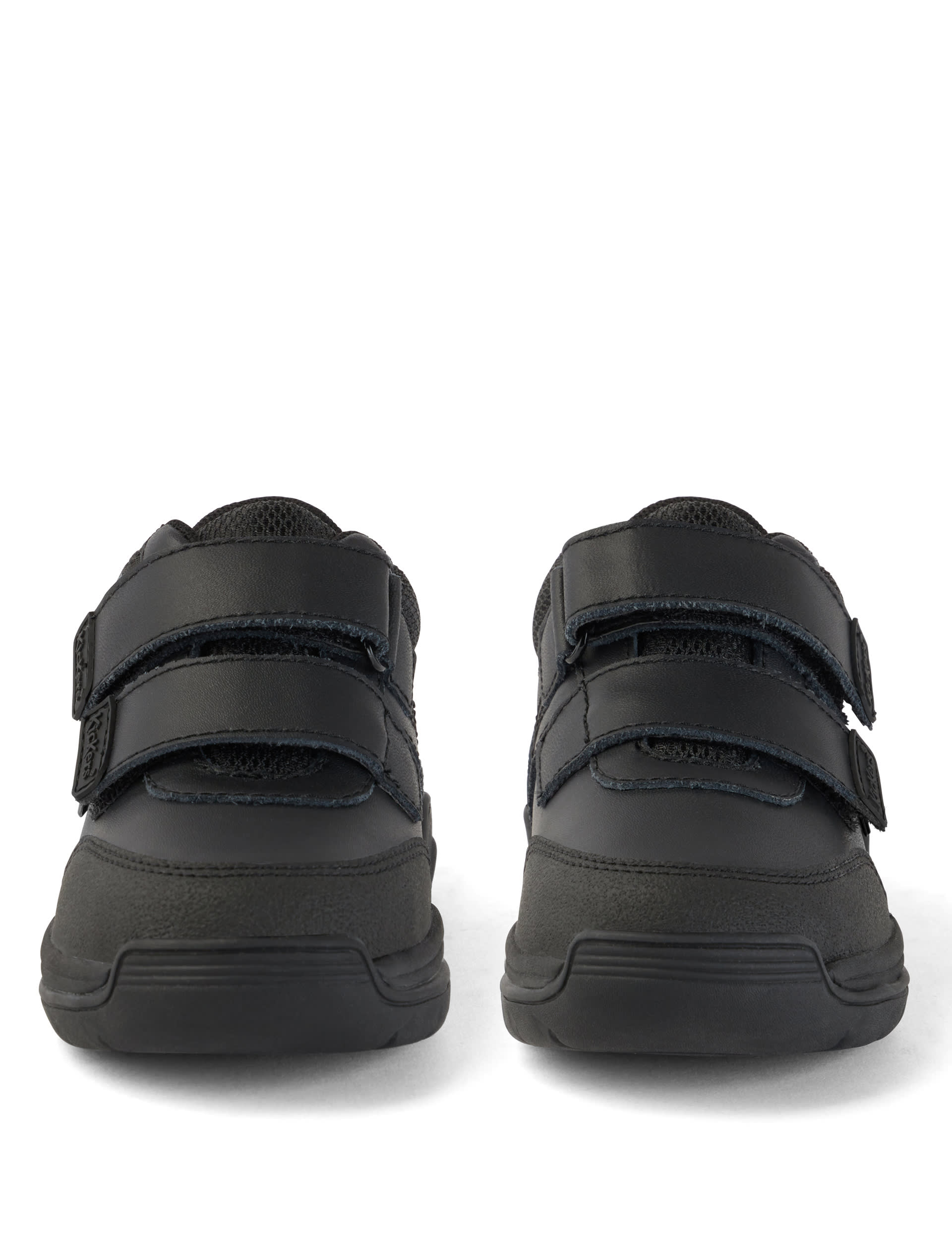 Kickers Kids Leather Riptape School Shoes - 7 S - Black, Black