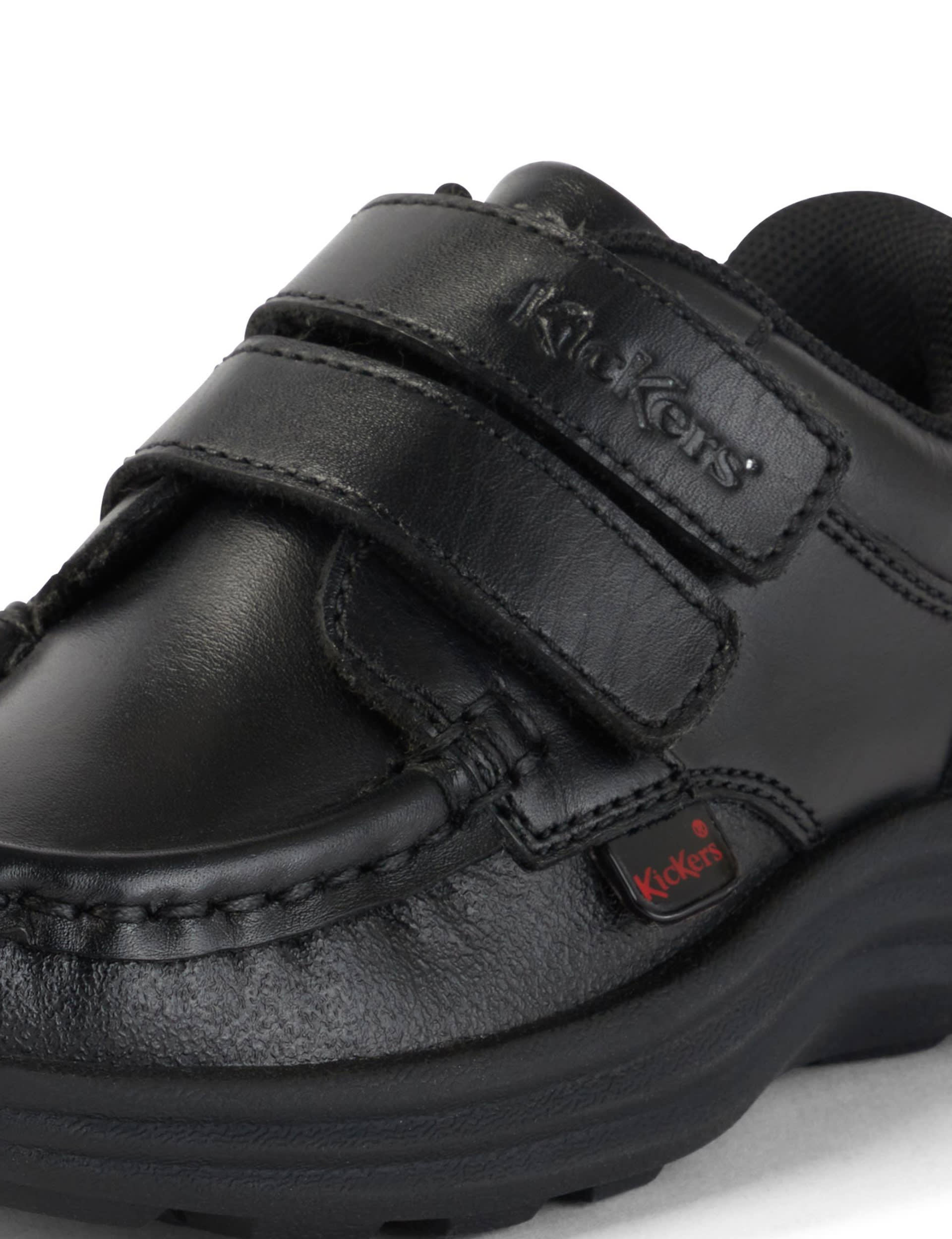 Kickers Kids Leather Riptape School Shoes (7 Small - 12 Small) - 9 S - Black, Black