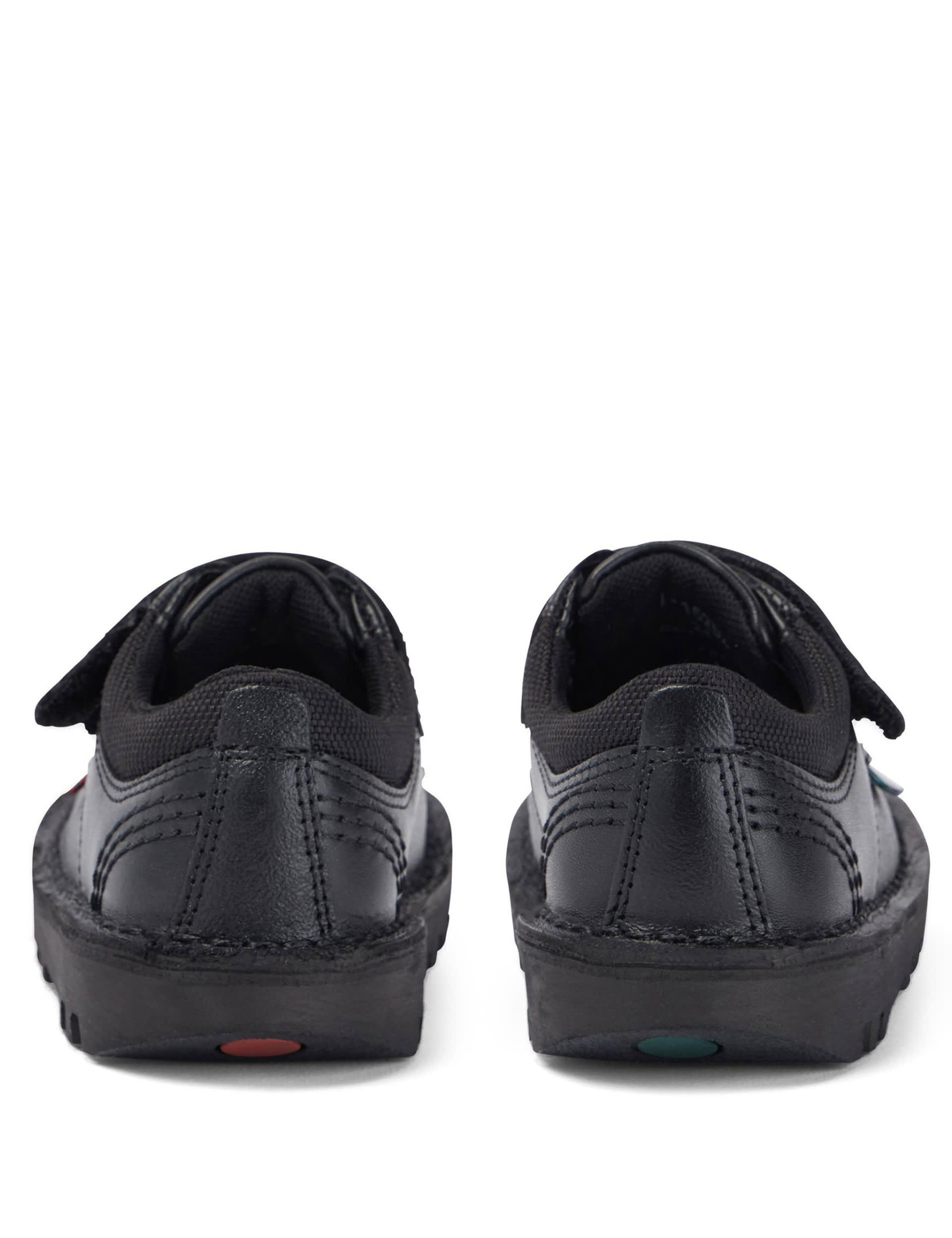 Kickers Kids Leather Riptape School Shoes - 7 S - Black, Black