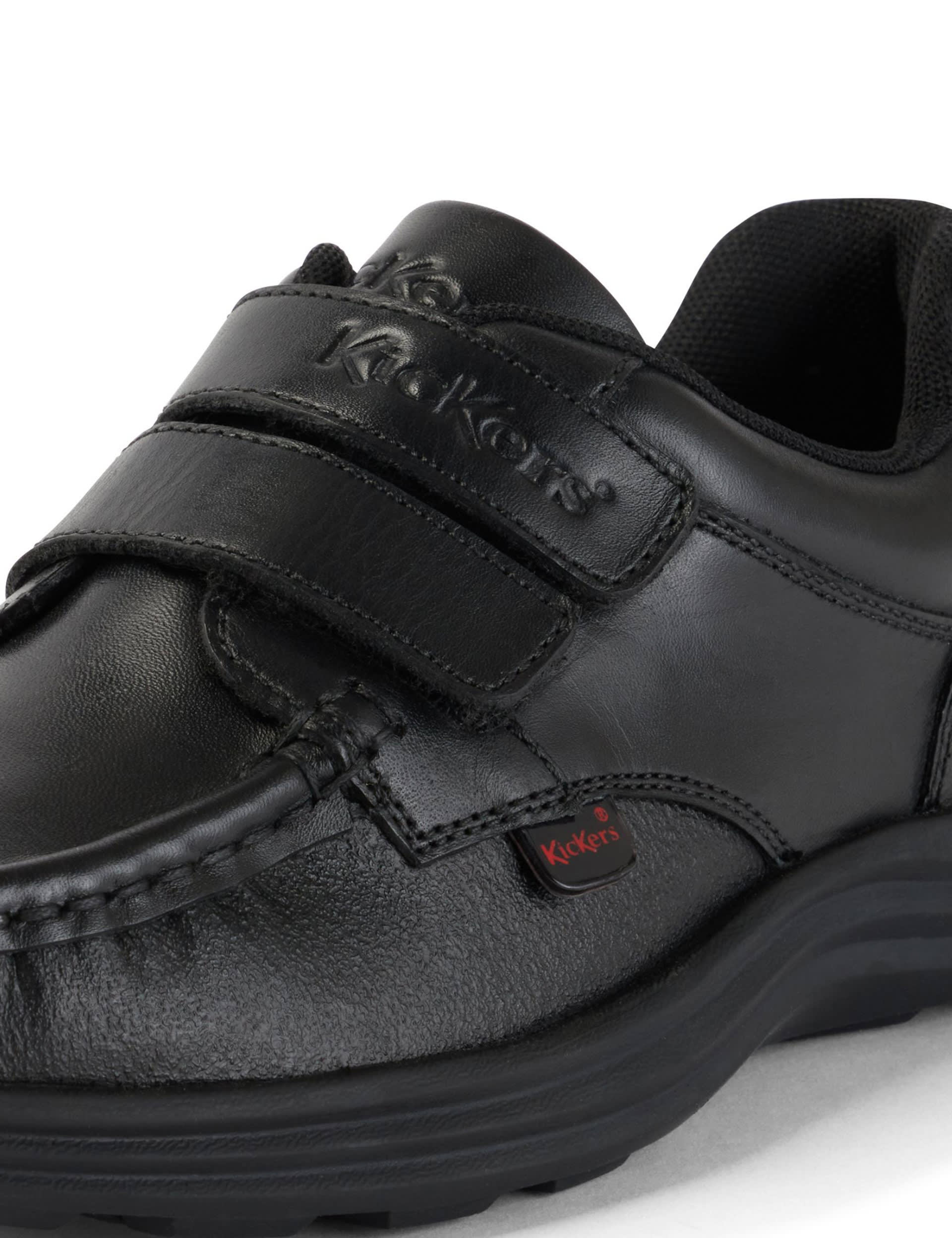 Kickers Kids Leather Riptape School Shoes - 12.5S - Black, Black