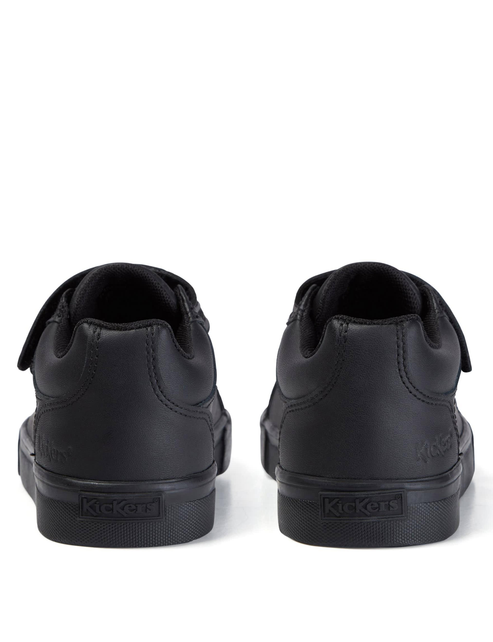 Kickers Kids Leather Riptape School Shoes - 2 L - Black, Black