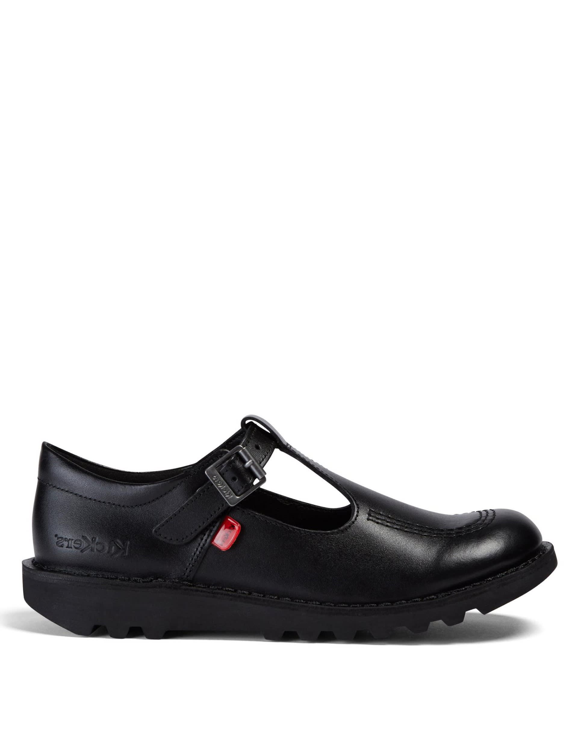 Kickers Kids Leather School Shoes - 6 - Black, Black