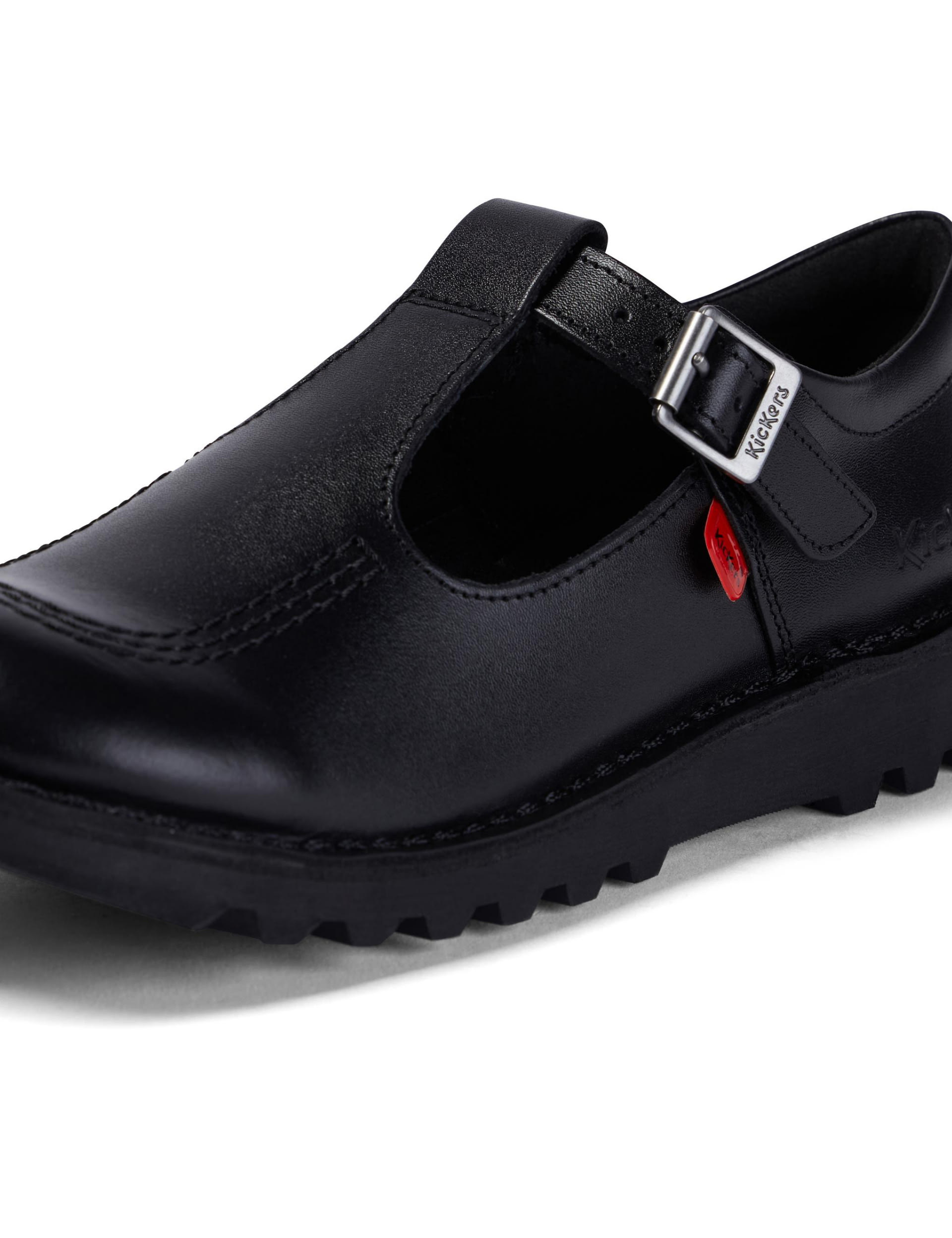 Kickers Kids Leather School Shoes - 6 - Black, Black