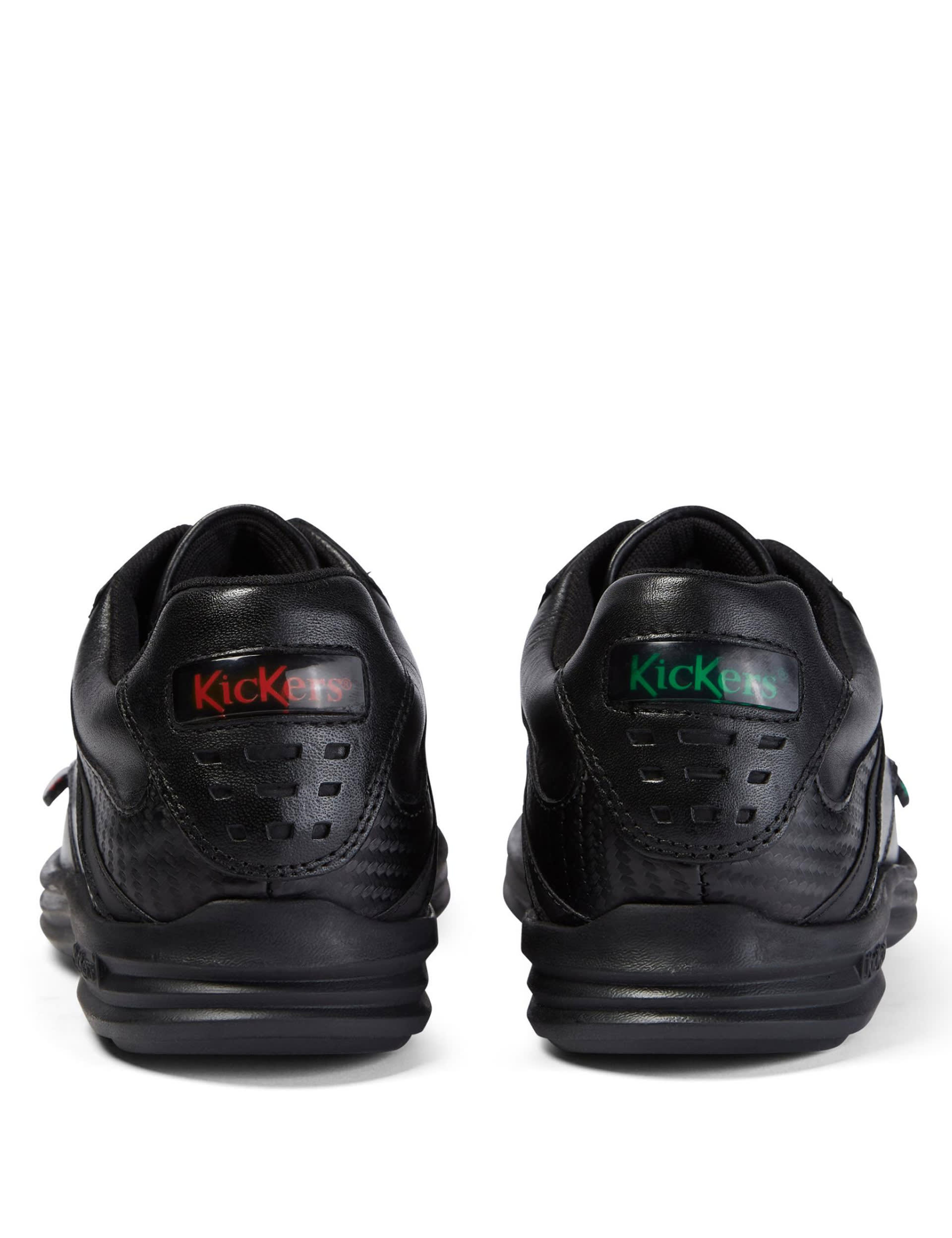 Kickers Kids Leather Lace School Shoes - 5 - Black, Black