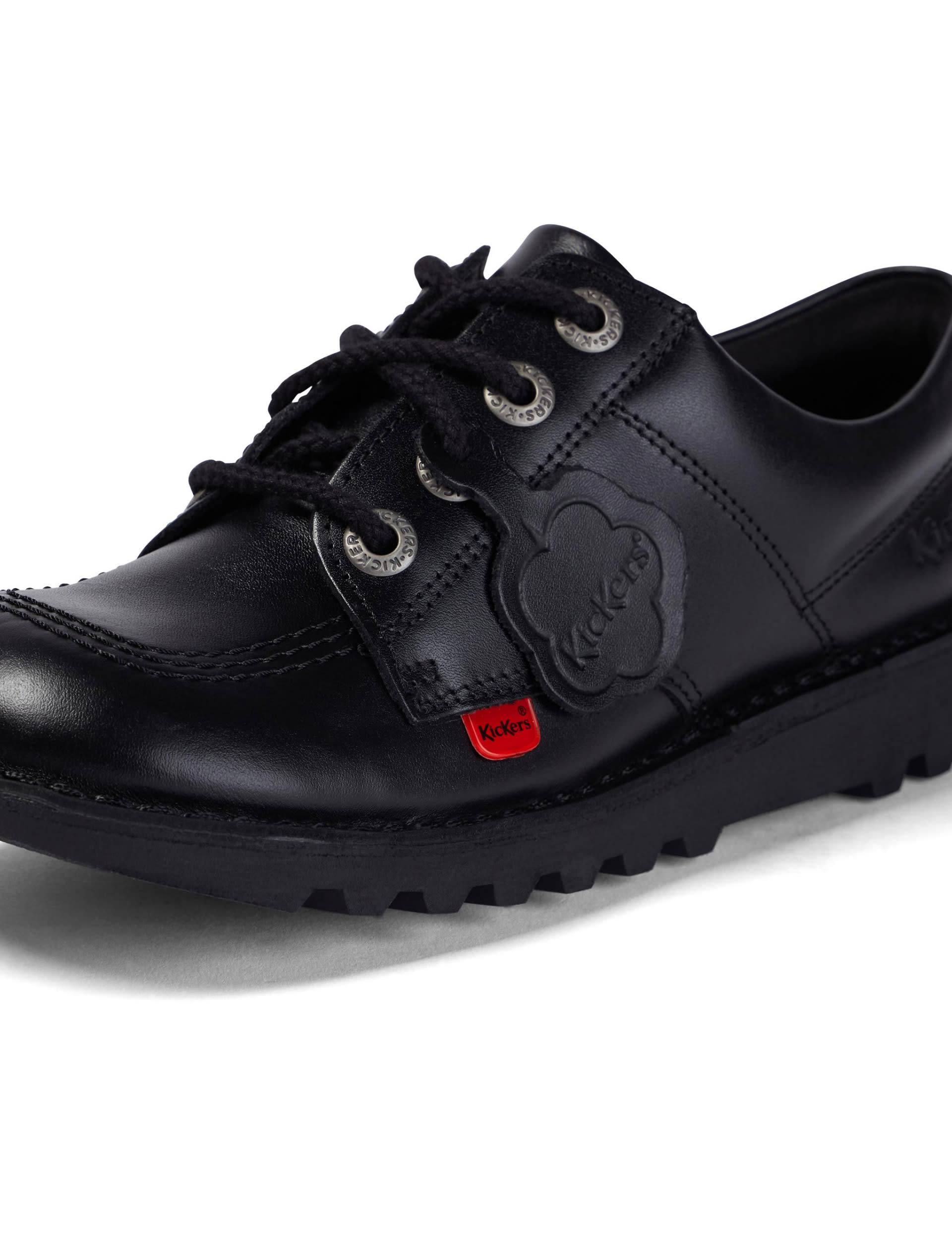 Kickers Kids Leather Lace School Shoes - 3 - Black, Black