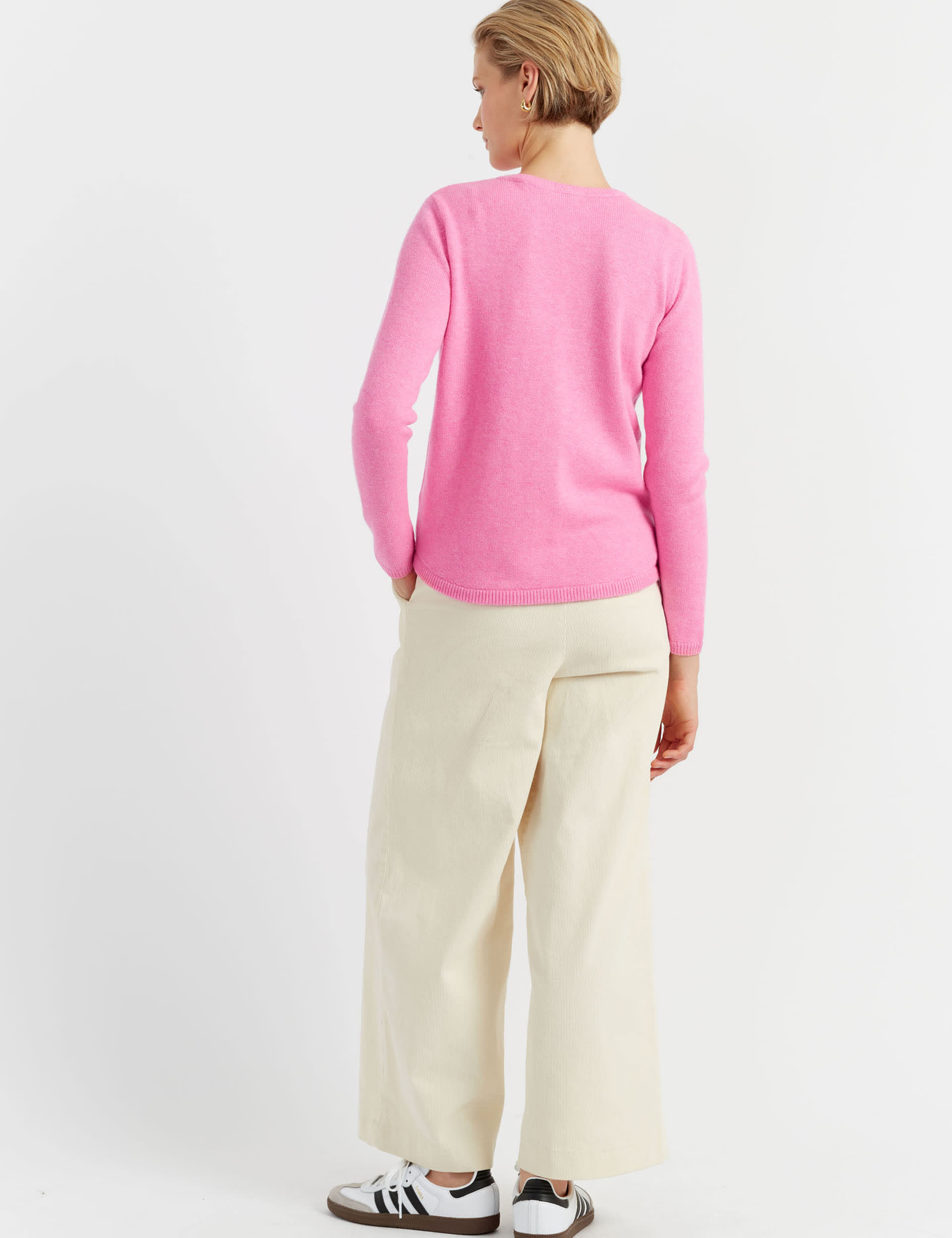 Chinti & Parker Women's Merino Wool with Cashmere Pocket Detail Jumper - Pink Mix, Pink Mix,Oatmeal 