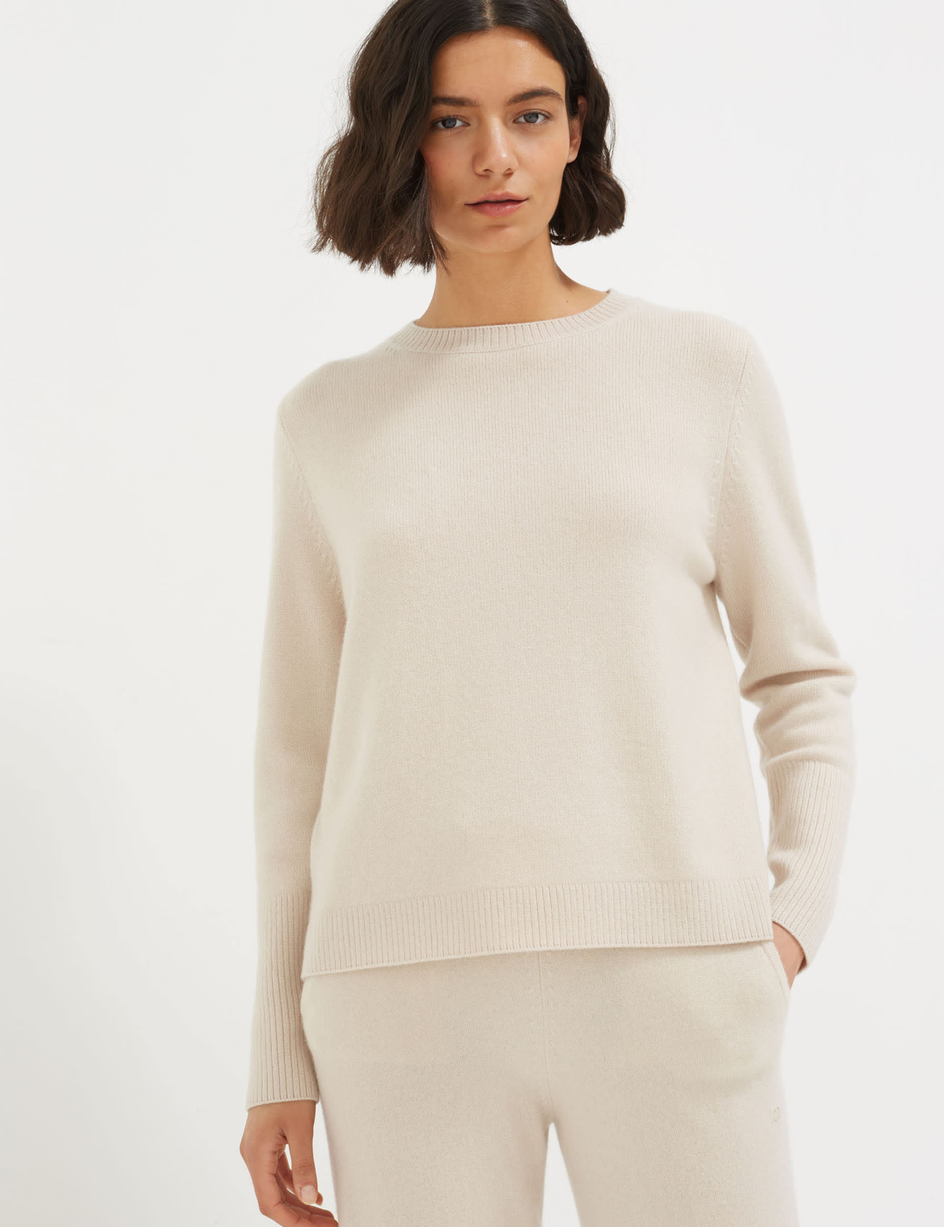 Chinti & Parker Women's Pure Cashmere Round Neck Jumper - Cream, Cream