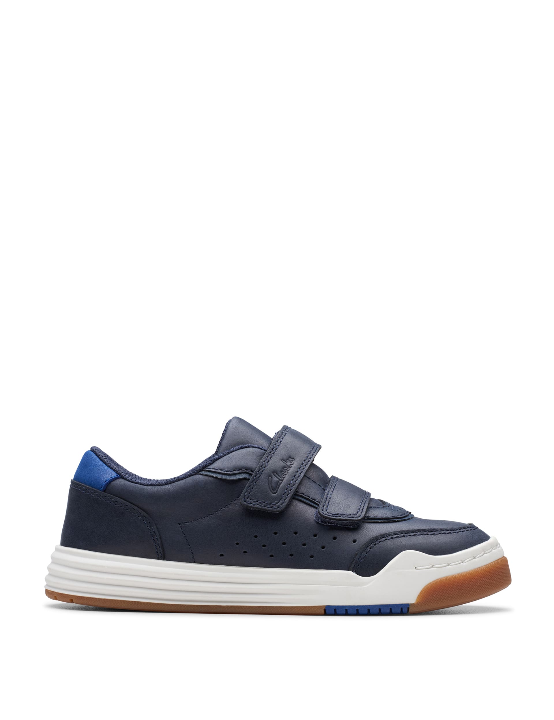 Clarks Kids Leather Riptape Trainers (7 Small - 12 1/2 Small) - 8.5 SF - Navy, Navy