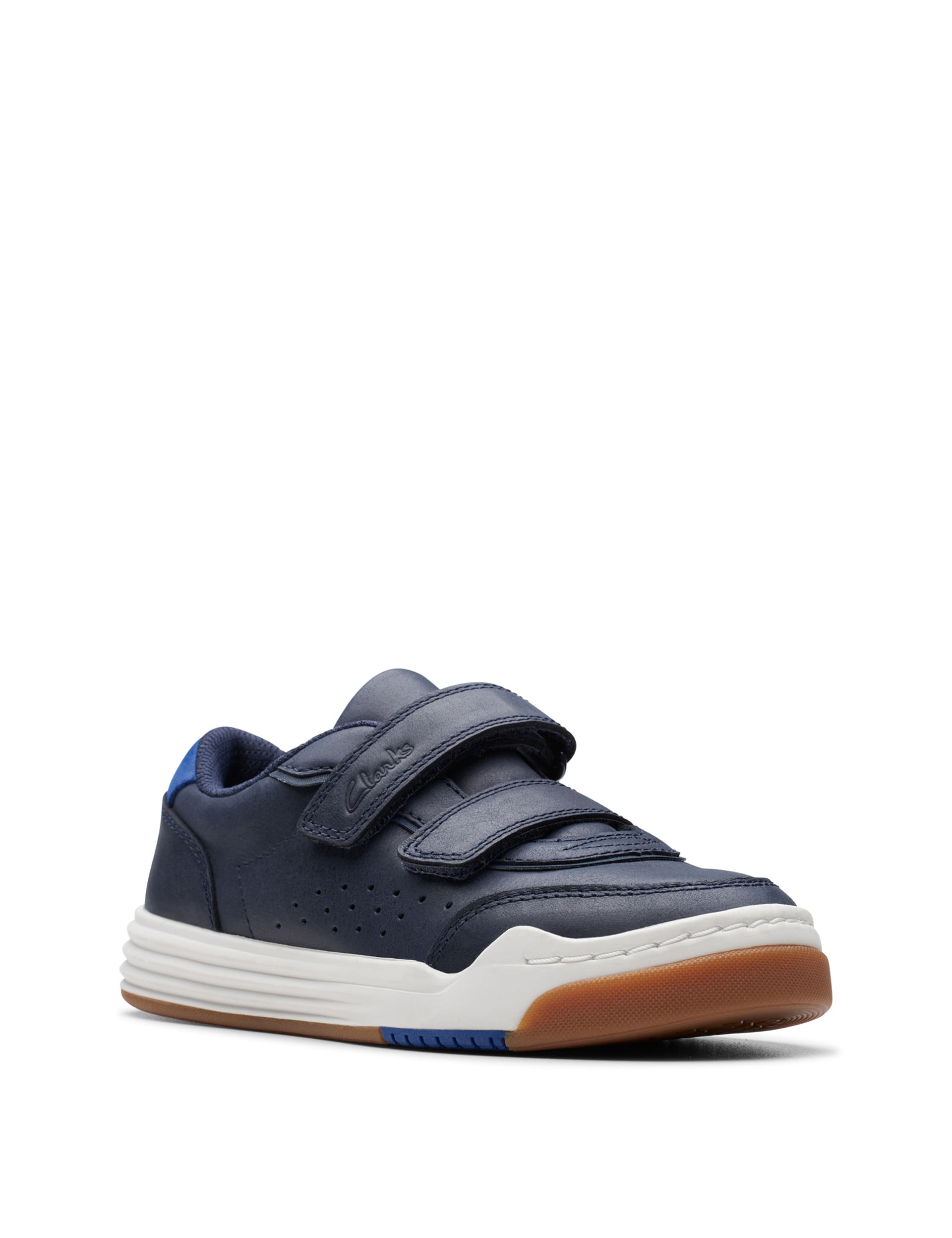 Clarks Kids Leather Riptape Trainers (7 Small - 12 1/2 Small) - 11 SF - Navy, Navy