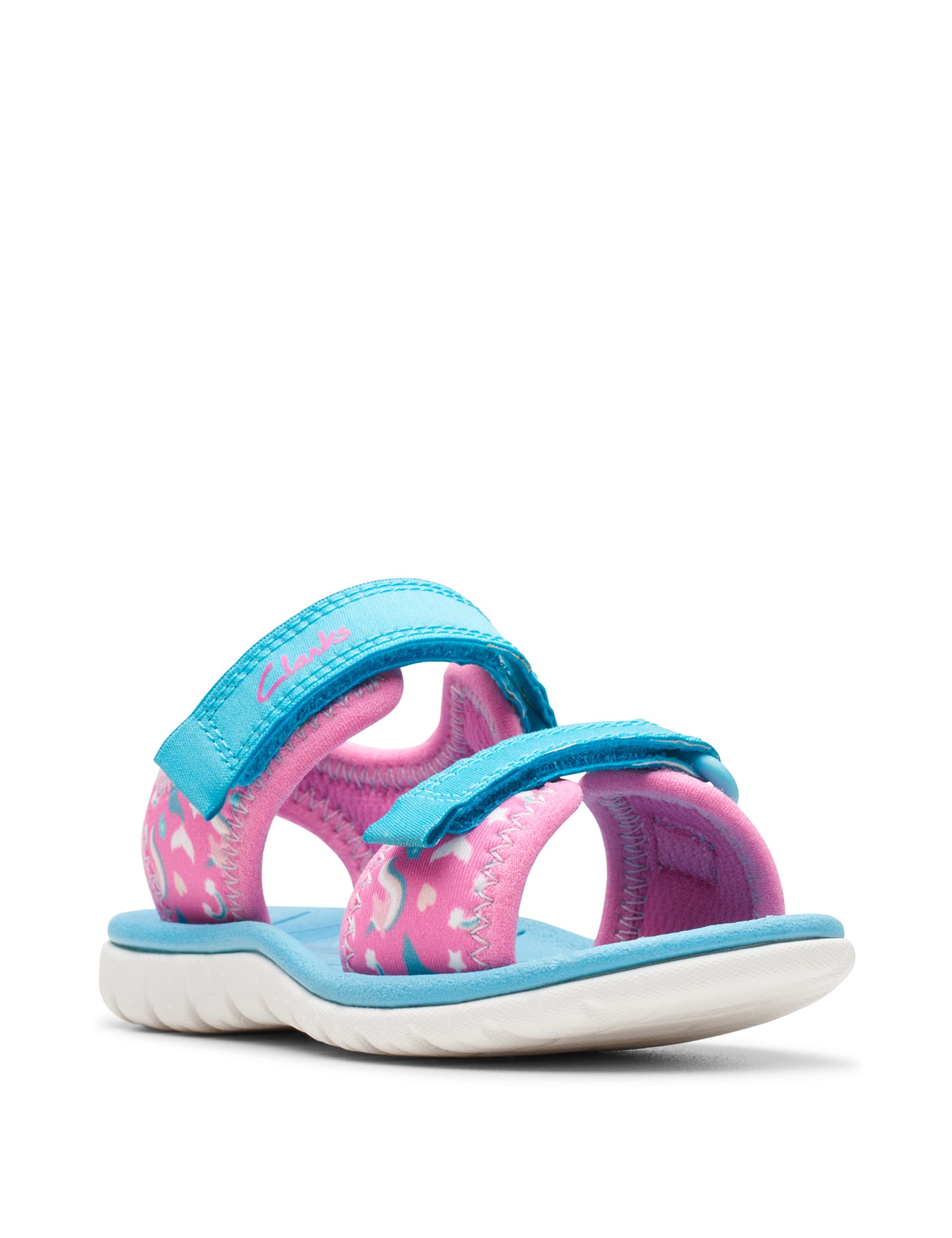 Clarks Kids Patterned Riptape Sandals (4 Small - 6.5 Small) - 4SF - Hot Pink, Hot Pink