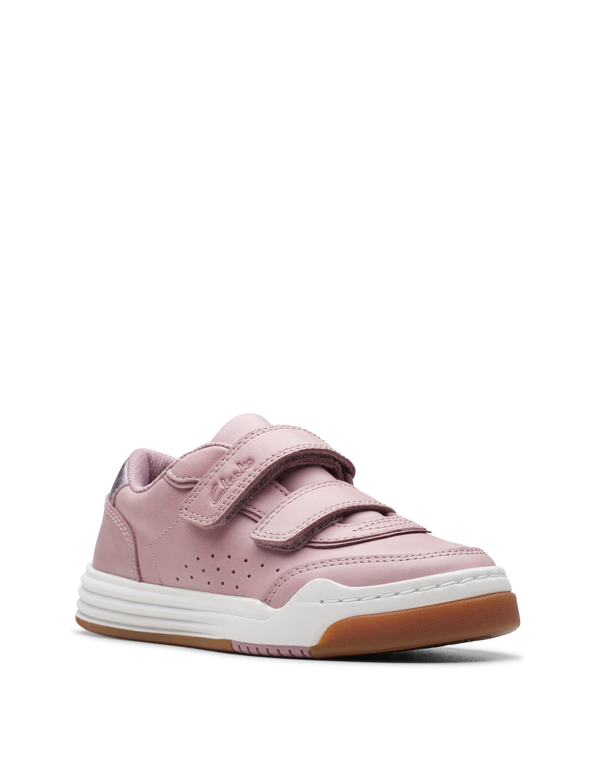 Clarks Kids Leather Riptape Trainers (7 Small - 12.5 Small) - 11.5SG - Dusty Pink, Dusty Pink