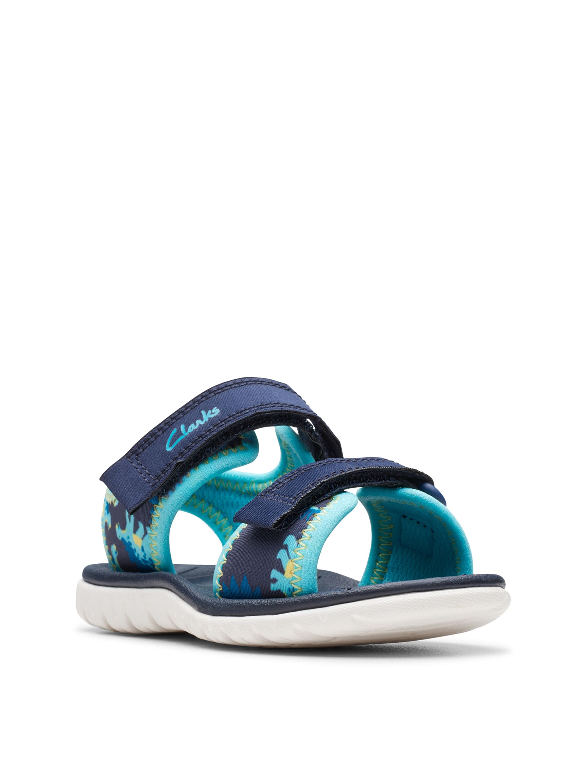 Clarks Kids Dinosaur Riptape Sandals (4 Small - 6.5 Small) - 4SG - Navy, Navy