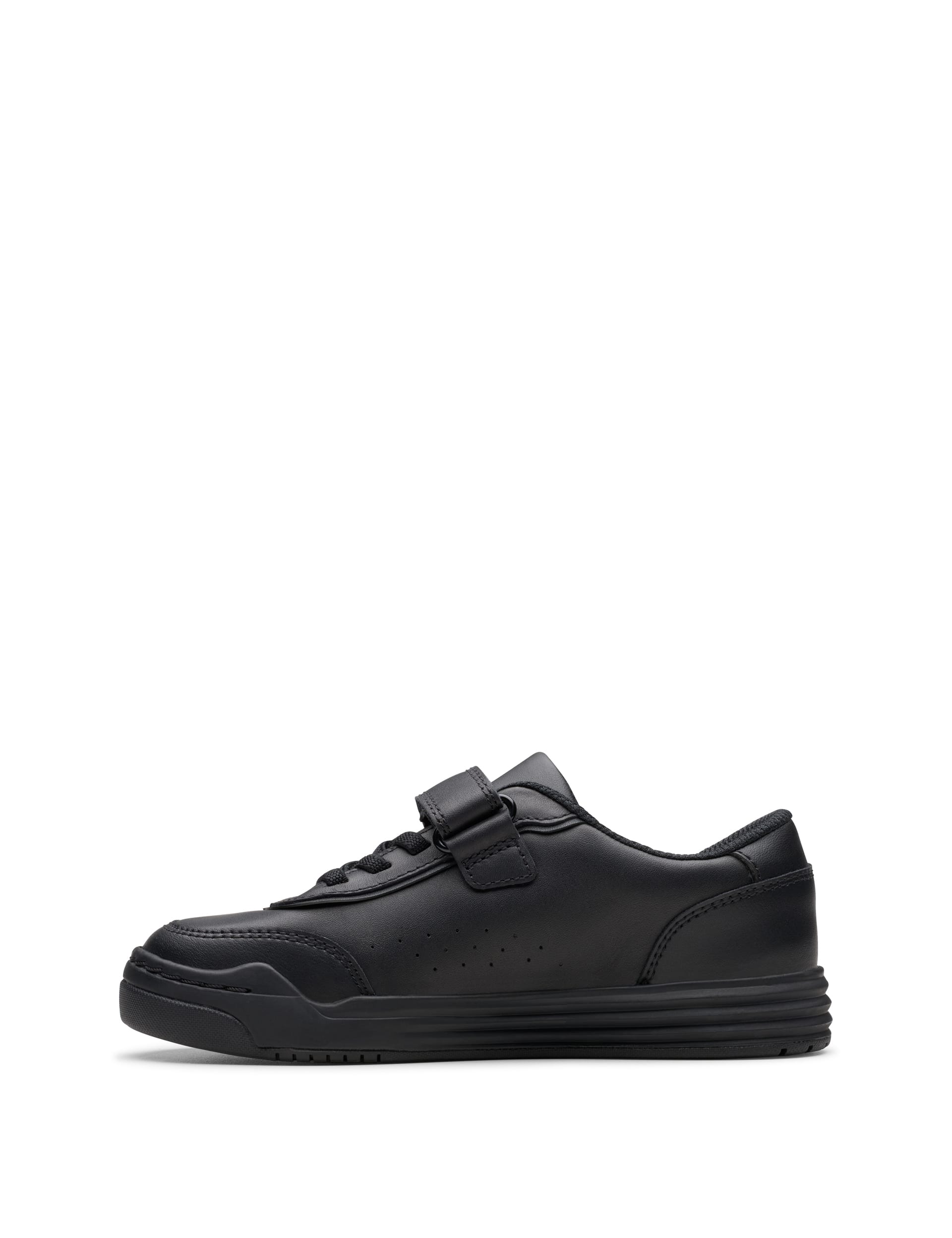 Clarks Kids Leather Riptape Trainers (7 Small - 12.5 Small) - 12 SG - Black, Black