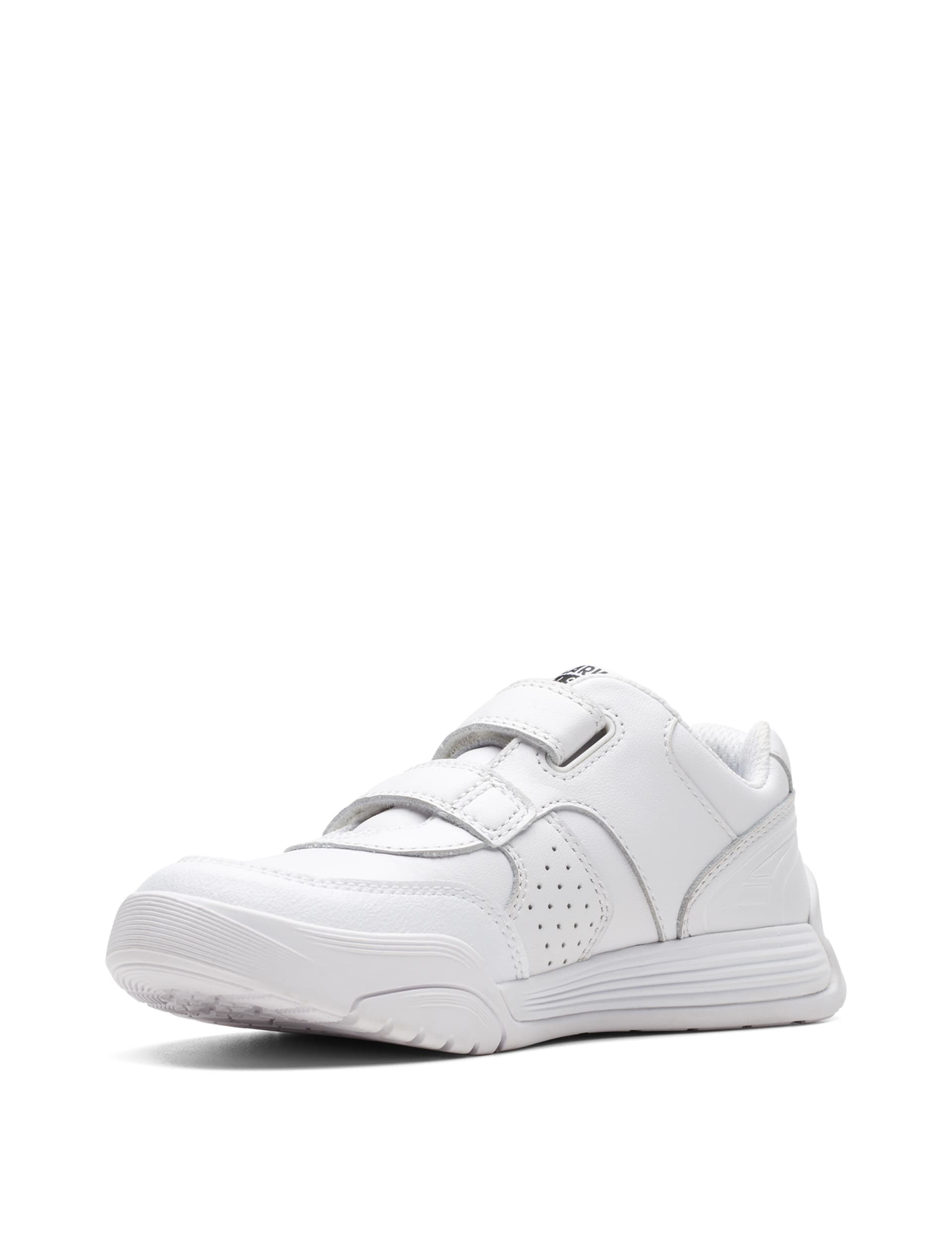 Clarks Kids Leather Riptape Trainers (7 Small - 2.5 Large) - 1 LG - White, White