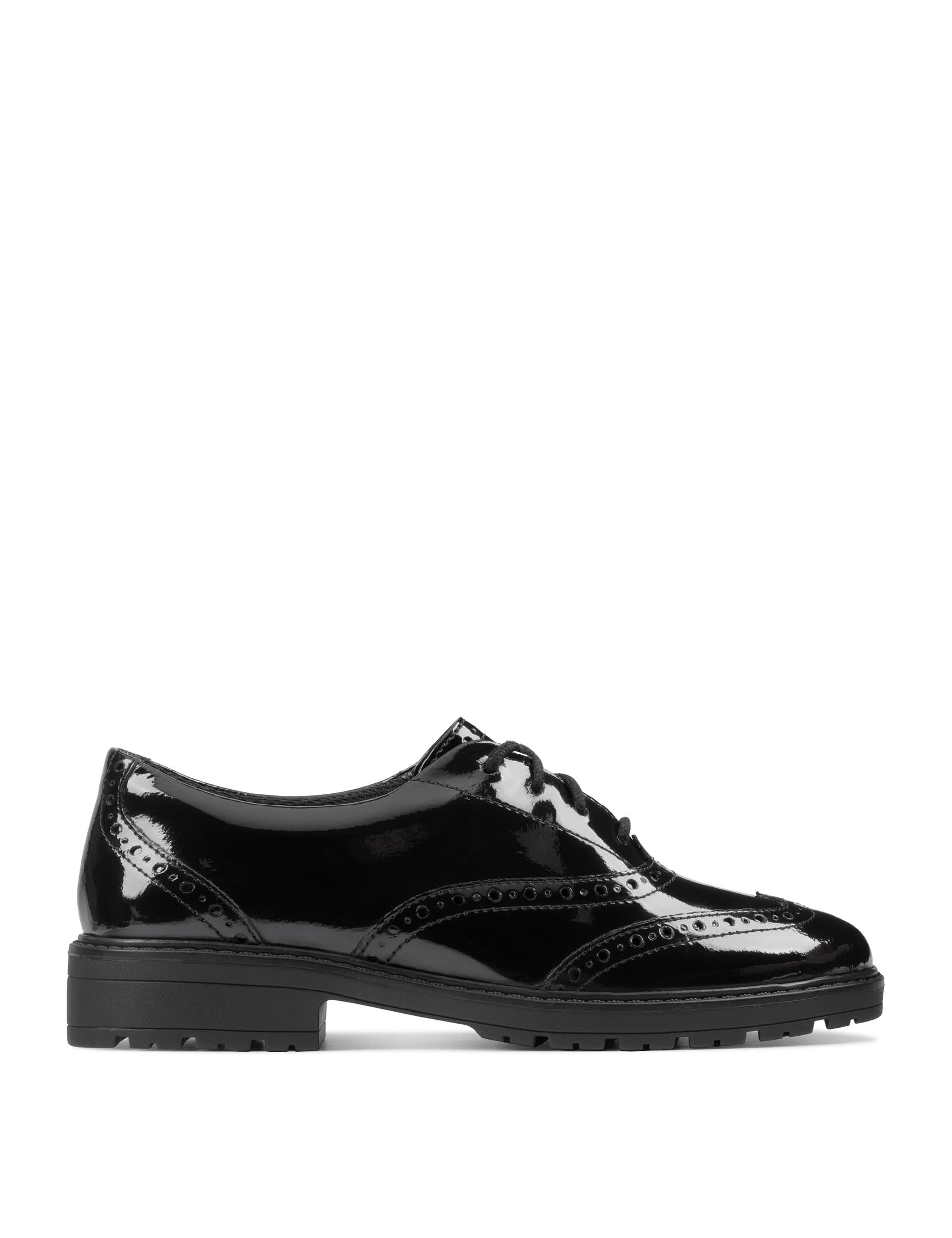 Clarks Kids Patent Leather Brogues (3 Large - 9 Large) - 3.5 LF - Black, Black