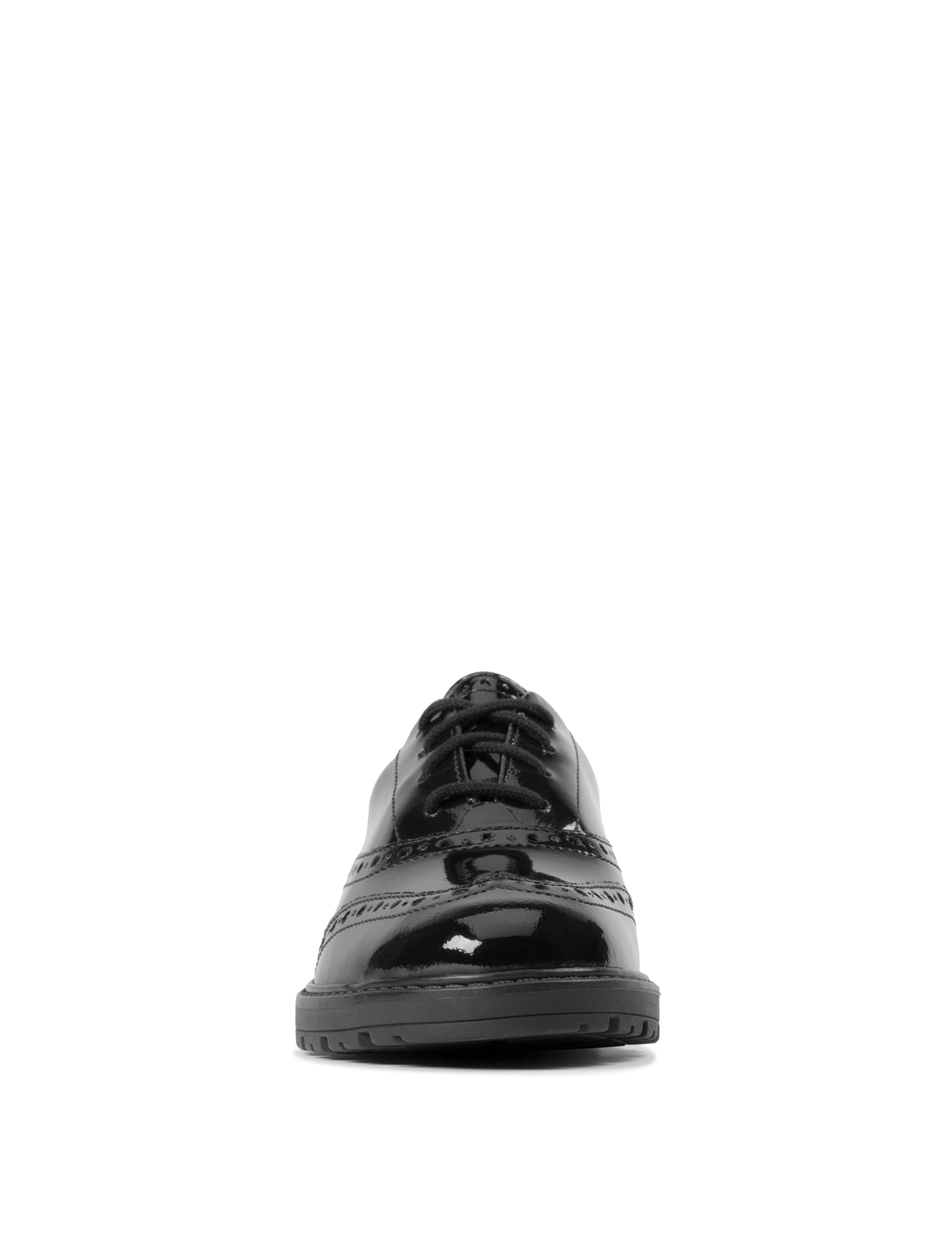 Clarks Kids Patent Leather Brogues (3 Large - 9 Large) - 3.5 LF - Black, Black