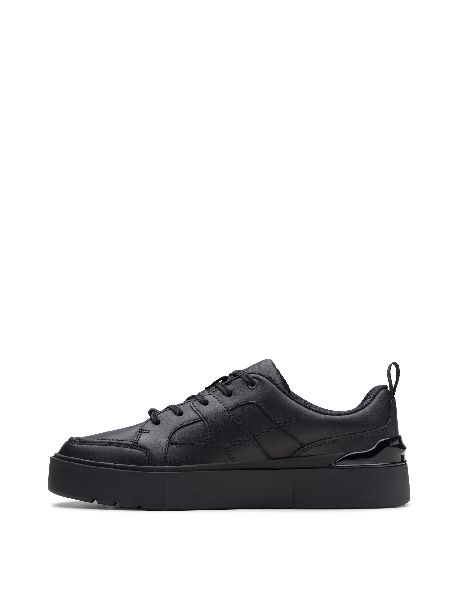 Clarks Kids Leather Trainers (3 Large - 8 Large) - 3.5 LF - Black, Black