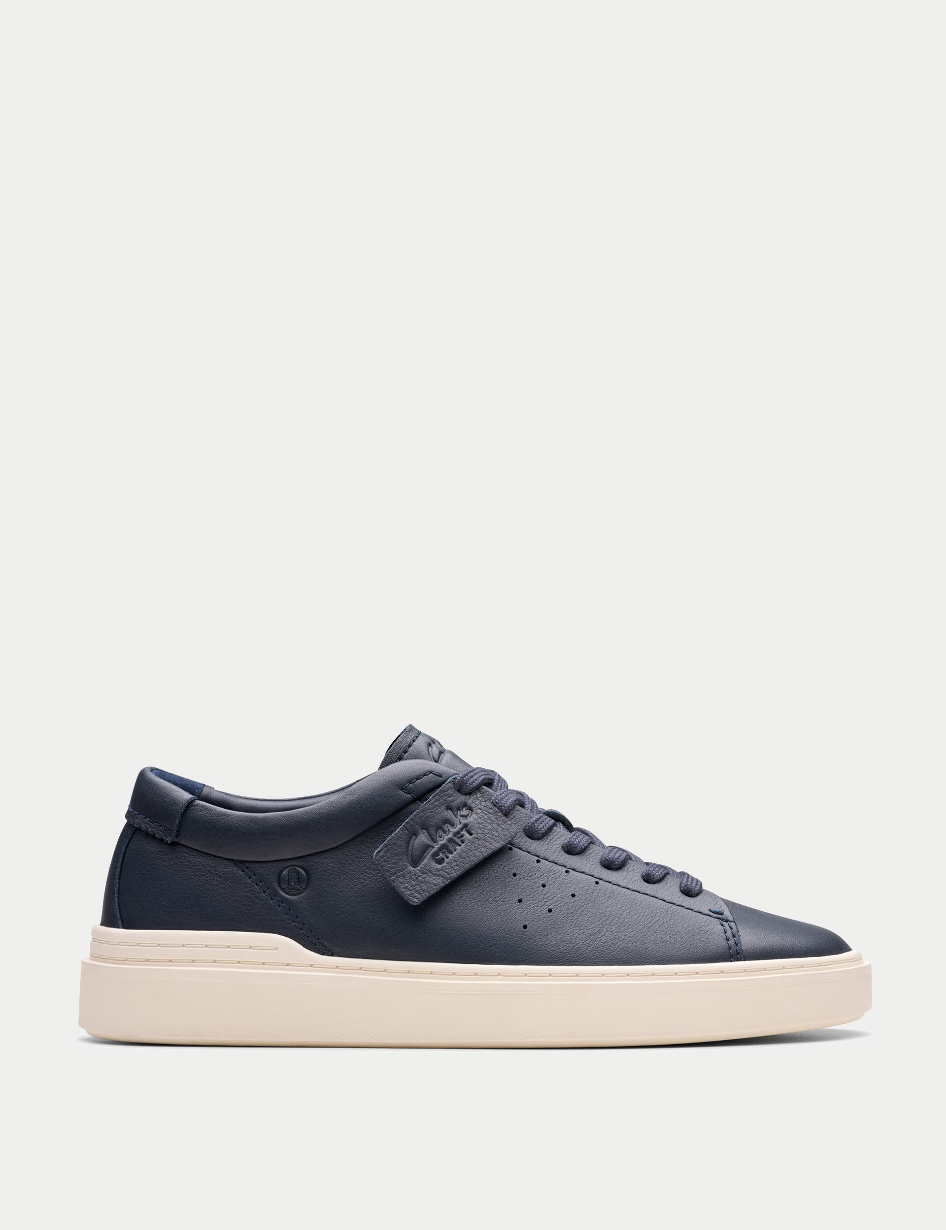 Clarks Men's Leather Lace Up Trainers - 9 - Navy, Navy