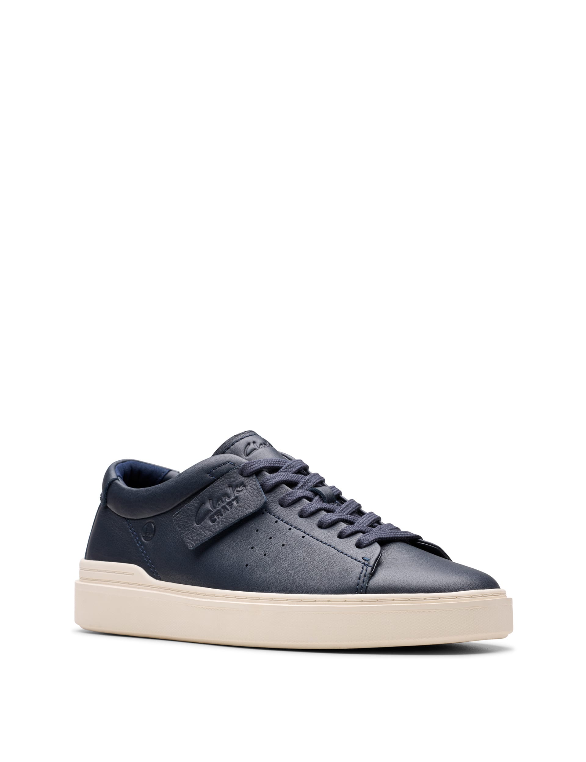 Clarks Men's Leather Lace Up Trainers - 9 - Navy, Navy